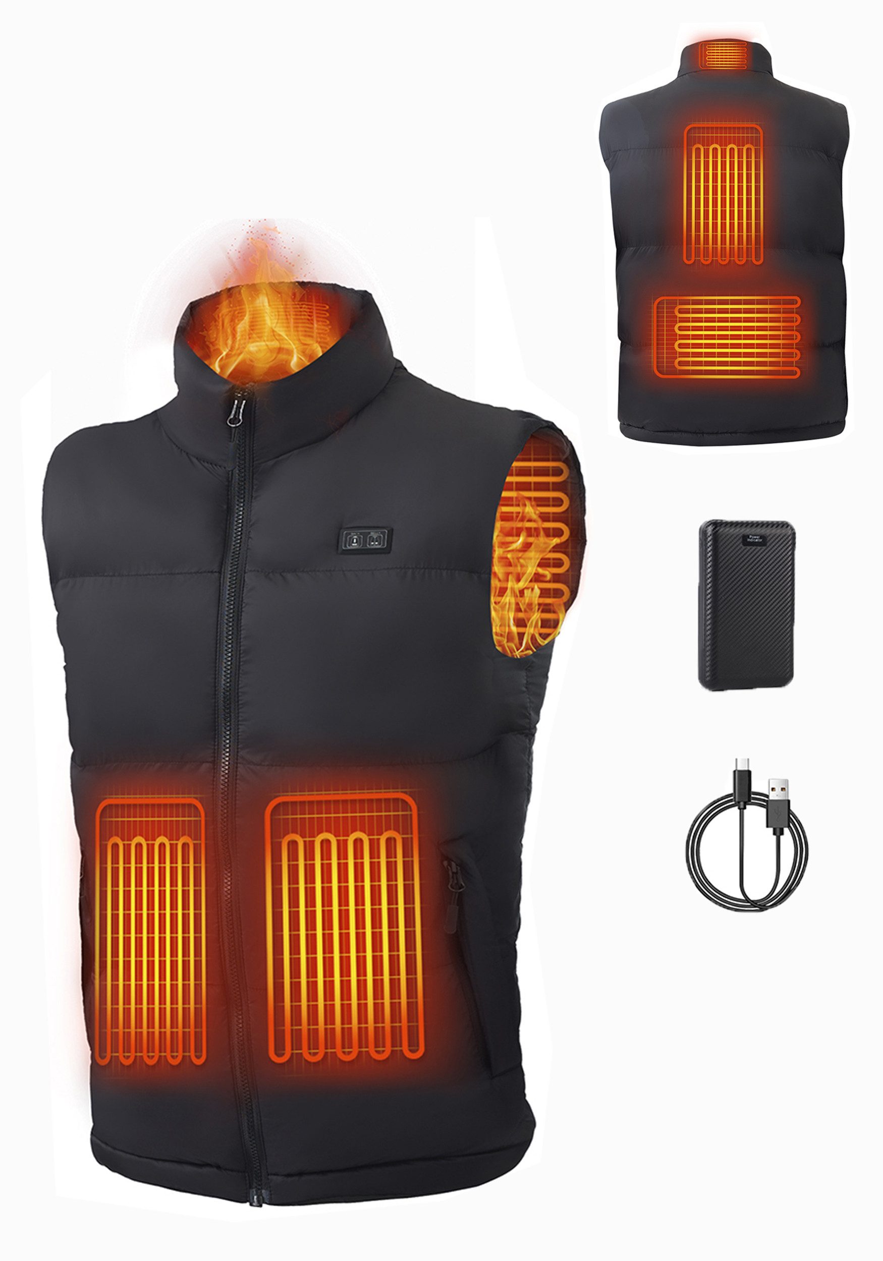 Mincoo Funktionsweste Beheizbare Weste Damen mit 16000mAh Powerbank 3 Einstellbar Temperatur Beheizbare Jacke Heizweste Maschinenwaschbare