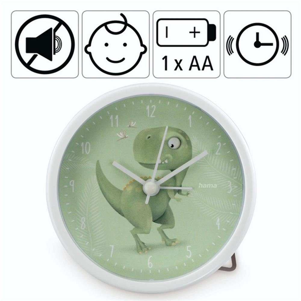 Hama Kinderwecker Happy Dino 9,2cm Grün analog geräuscharm