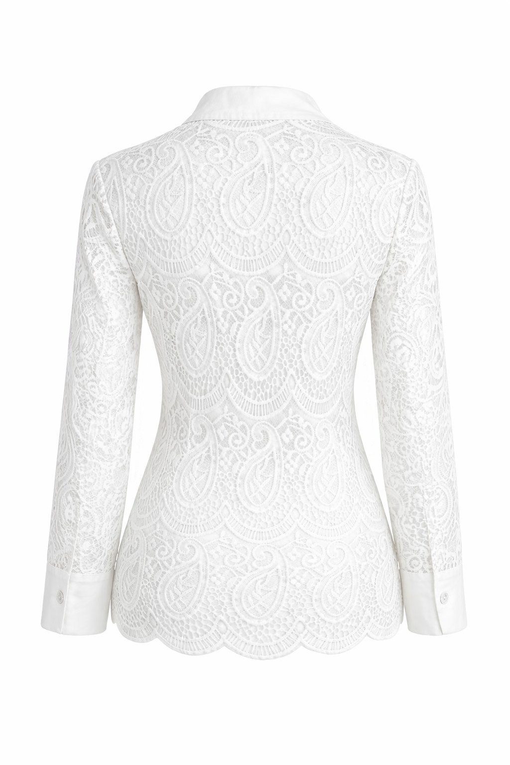Mississhop Hemdbluse Hemdbluse Damen Bluse Spitze Baumwolle – Stickerei, Größe S (36)
