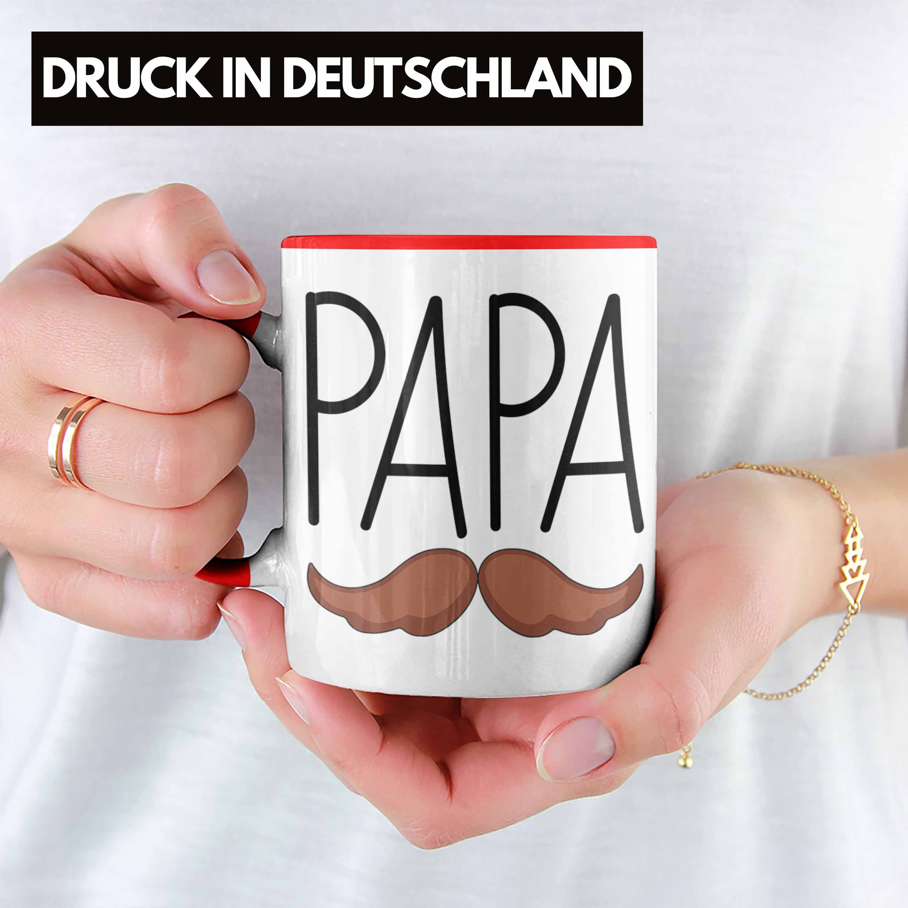 Schnurrbart Rot Lustig Tasse Trendation Tasse Vatertag Papa Geschenk Geschenkidee