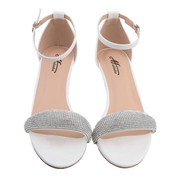 Ital-Design Damen Abendschuhe Party & Clubwear Sandalette Blockabsatz Sandalen & Sandaletten in Weiß
