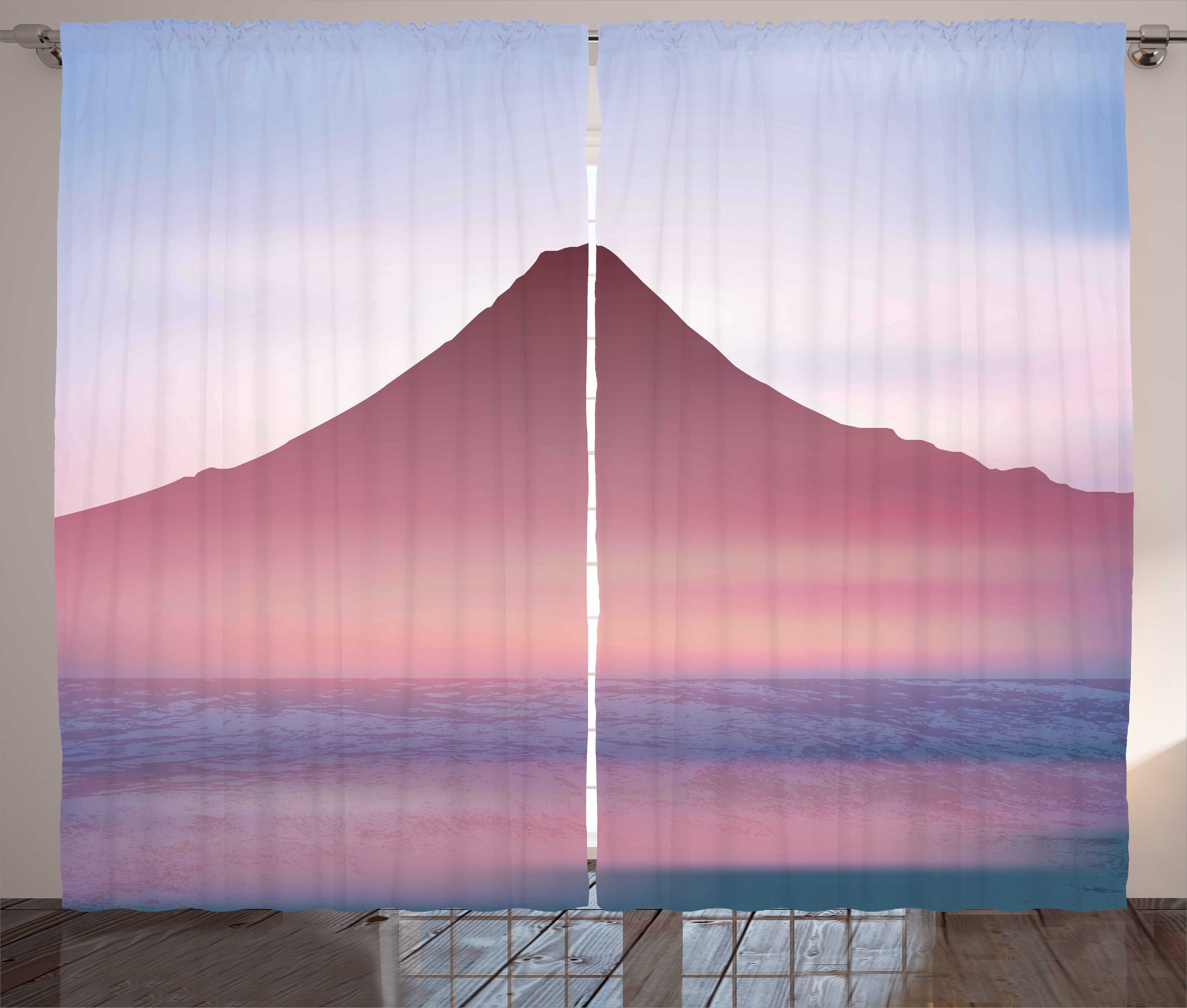 Gardine Schlafzimmer Kräuselband Vorhang mit Schlaufen und Haken, Abakuhaus, Berg Fuji abstrakte Illustration