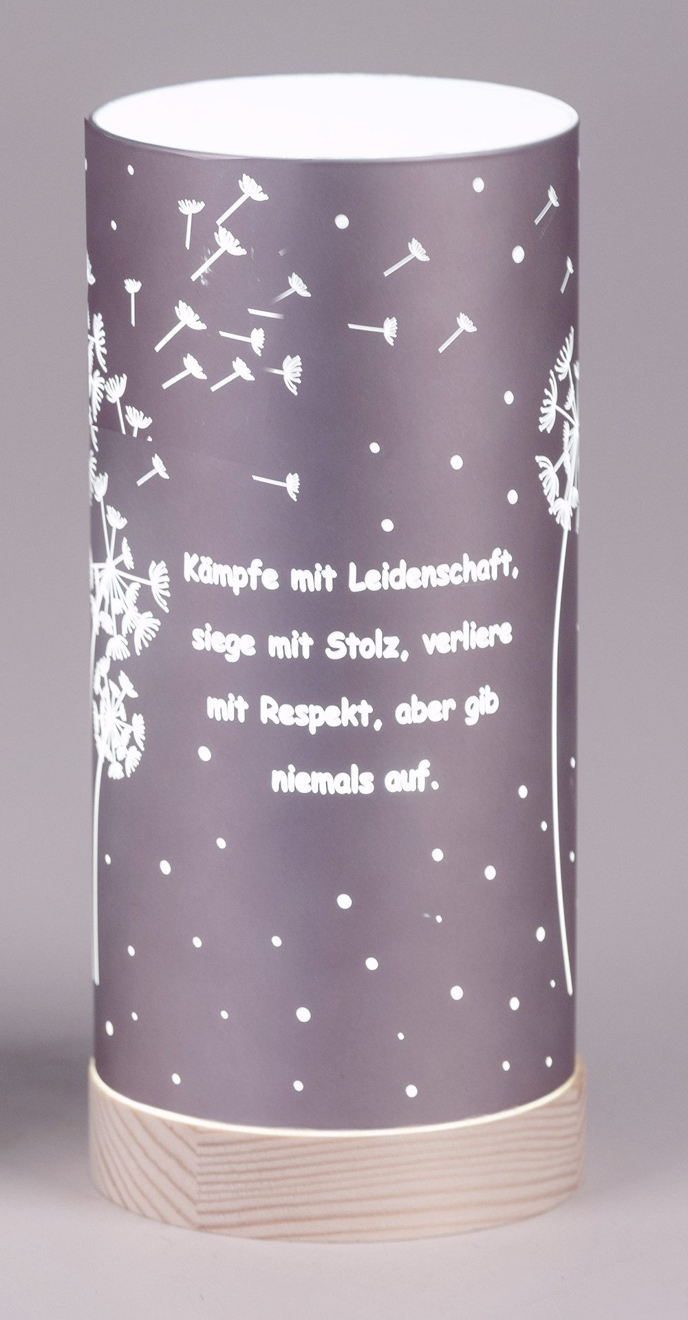LED Dekolicht flieder 15cm 20cm - Kämpfe mit Leidenschaft - mit Timer