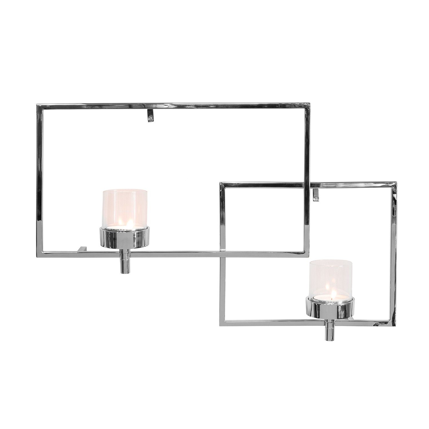 Fink Wandkerzenhalter ESCALA Wanddekoration - Wandleuchter - H. 38cm - silberfarben - Glas (1 St., Lichtträger - Kandelaber), Eleganter Teelichthalter Kerzenständer - Leuchter & Kerzenhalter Set