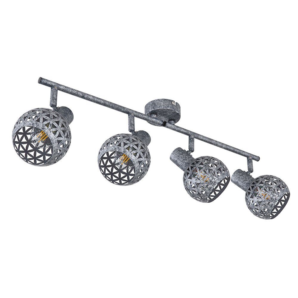 Globo LED Deckenspot, Leuchtmittel inklusive, Deckenleuchte Spotleiste nicht 4 Strahler Deckenlampe E14 grau schwenkbar