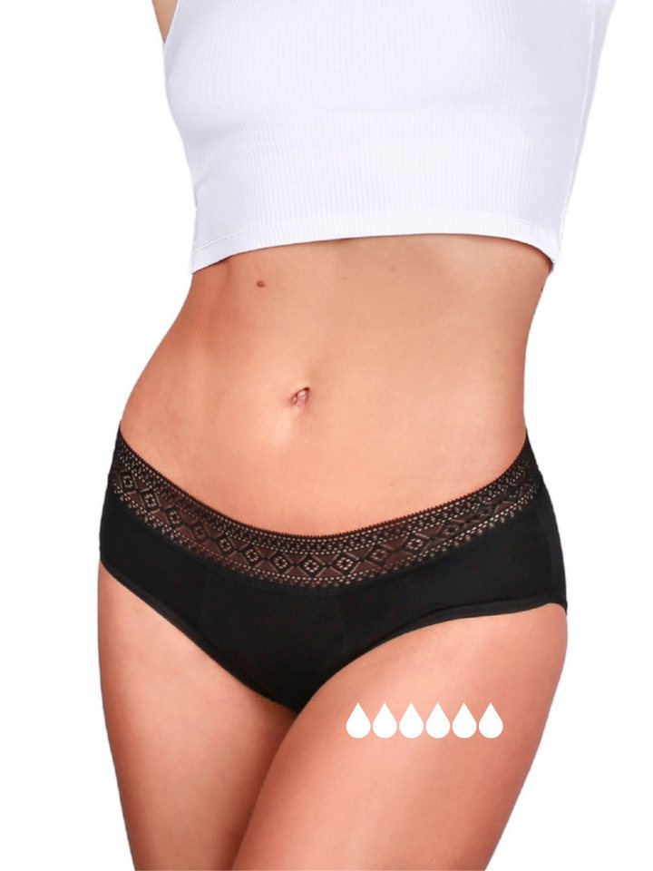 Taynie Periodenslip Paris ultra Periodenunterwäsche Nacht Low Waist sehr starke Tage Damen (1-St., 1er-Pack) Ultra saugstarker Low Waist Slip Schutzschicht bis zum hinteren Bund