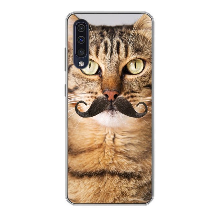 MuchoWow Handyhülle Katze - Schnauzbart - Hipster Handyhülle Samsung Galaxy A30s Smartphone-Bumper Print Handy