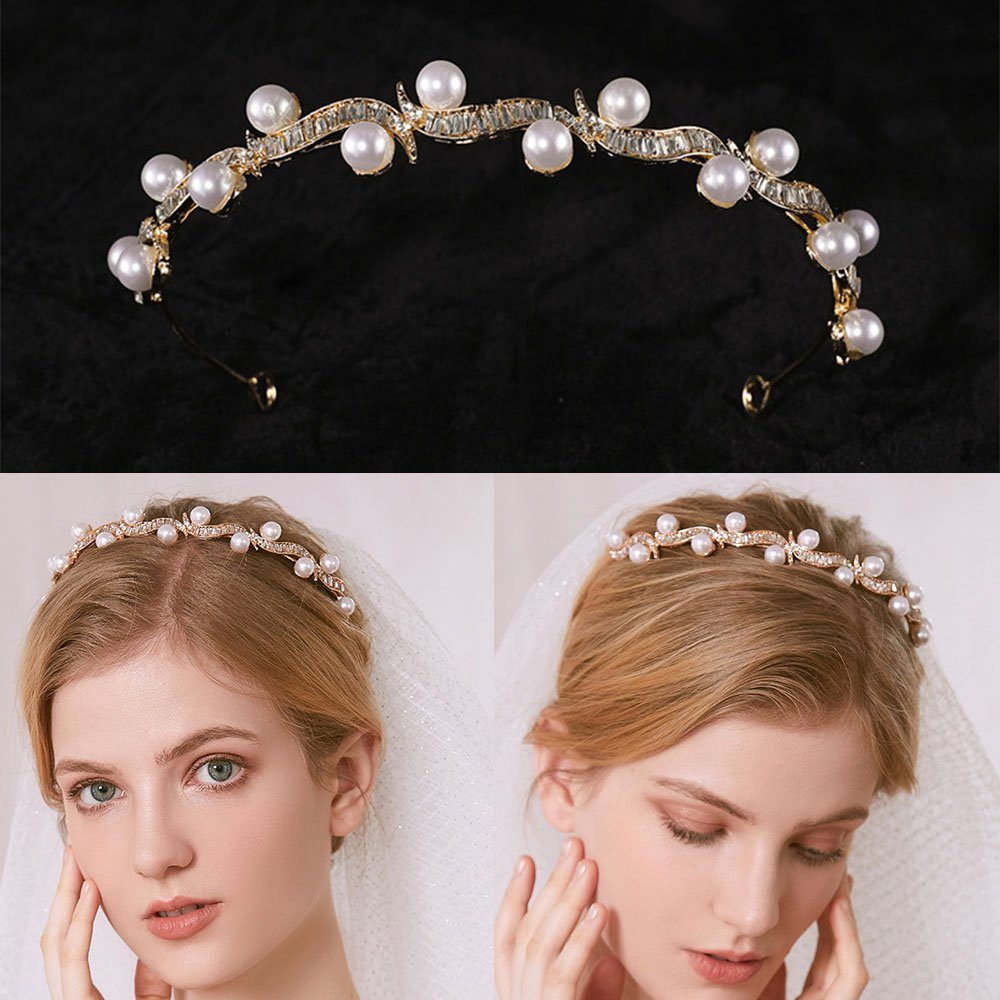 NEU Braut Damen Blumen Blüten Perlen Kopfschmuck Diadem Tiara Haarreif 