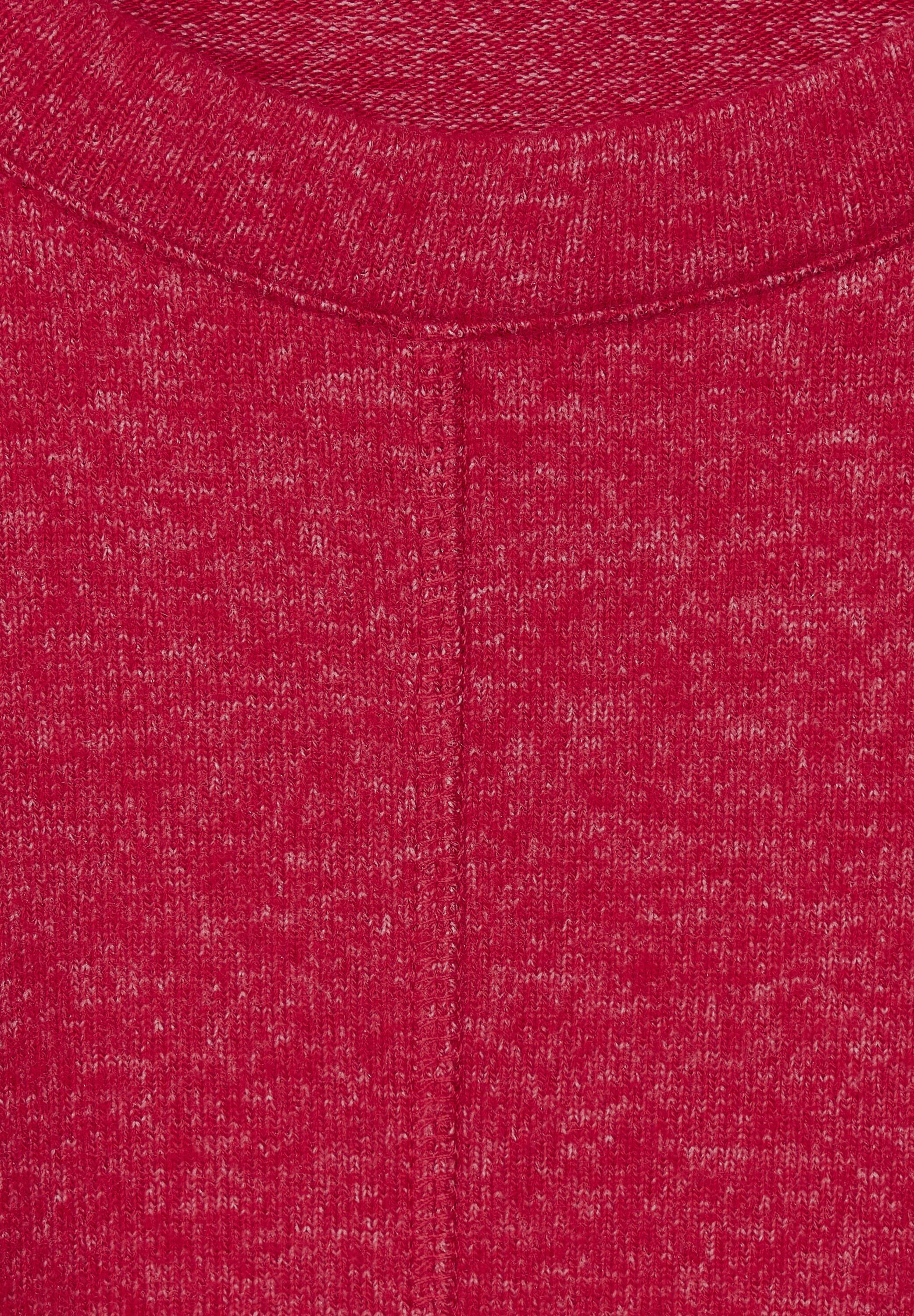 in casual Langarmshirt Melange (1-tlg) red Cecil Langarmshirt Casual Red Mela Cecil Tunnelzugbändchen melange Cosy