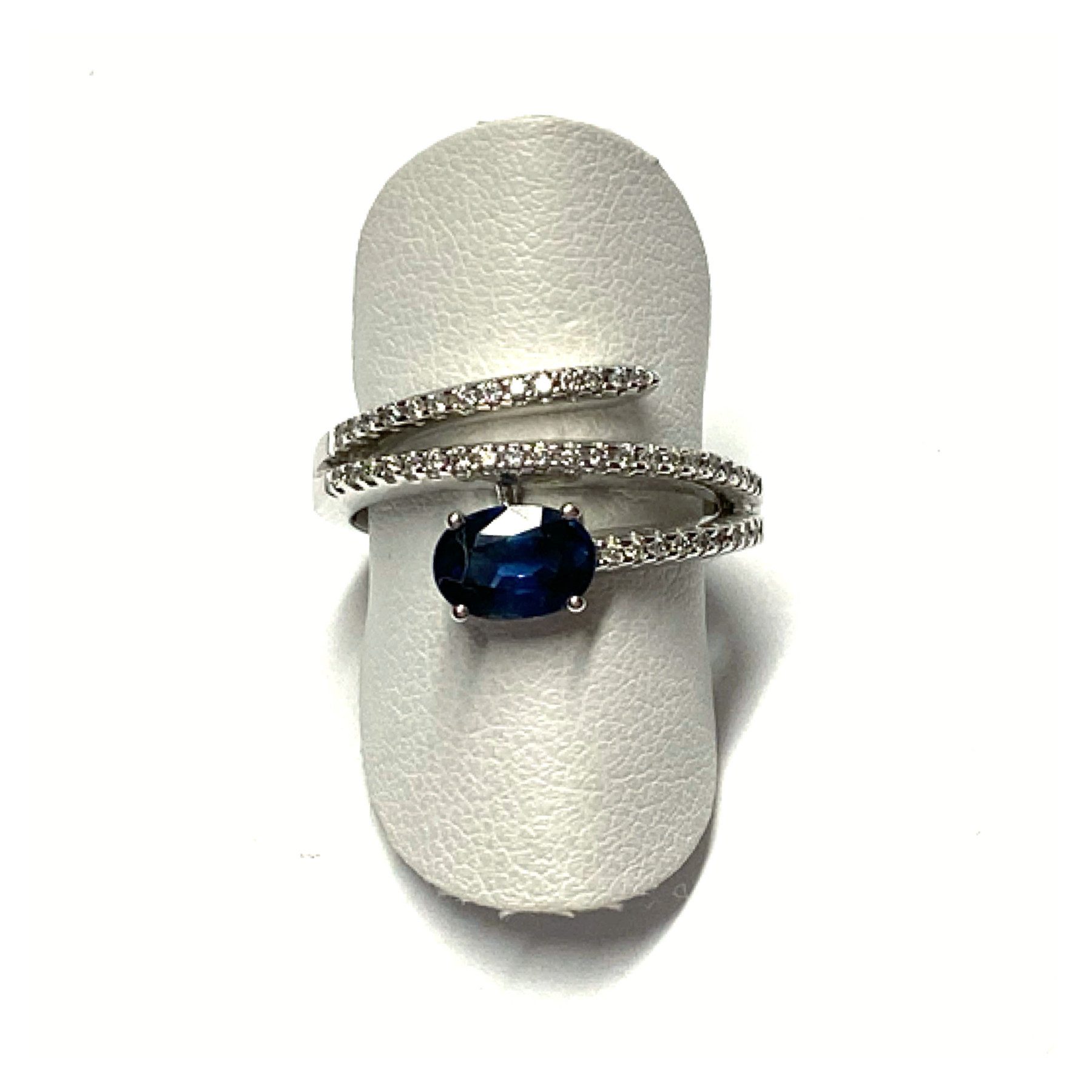 Edelschmiede925 Schmuckset Weißgoldring 585/- mit Safir und Diamanten 0,19ct w/si