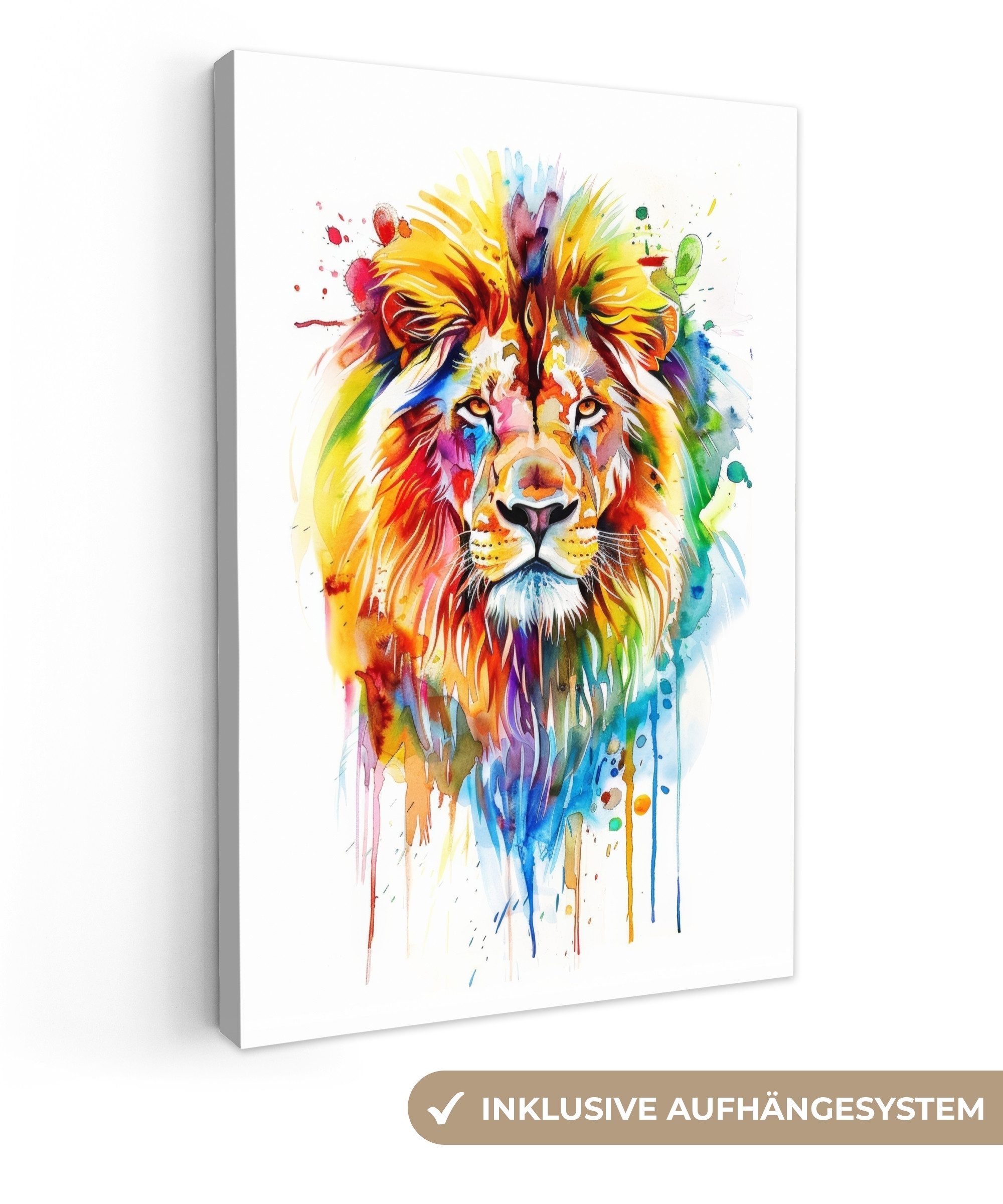 OneMillionCanvasses® Leinwandbild Löwe - Farbe - günstig online kaufen
