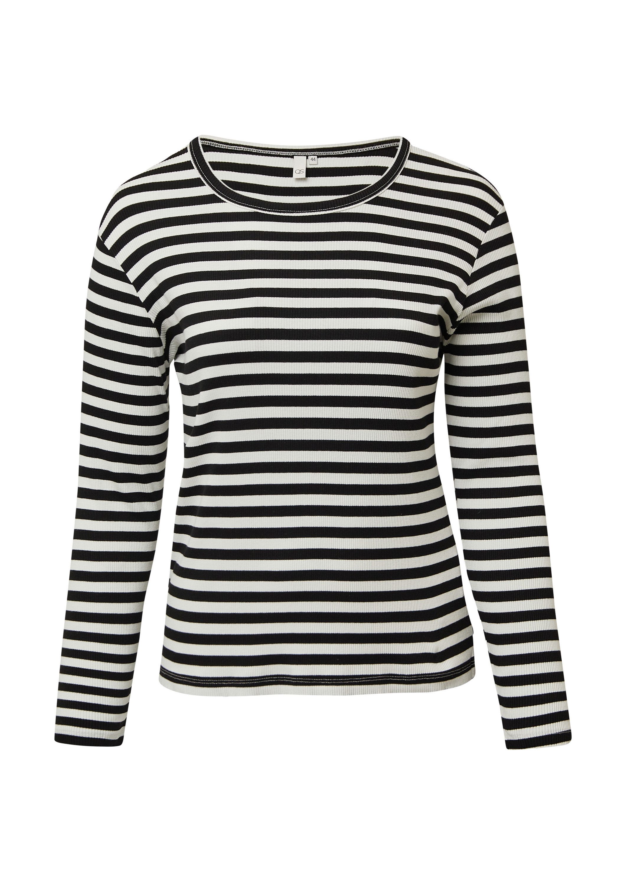 QS Langarmshirt T-Shirt Geripptes Longsleeve im Slim Fit günstig online kaufen