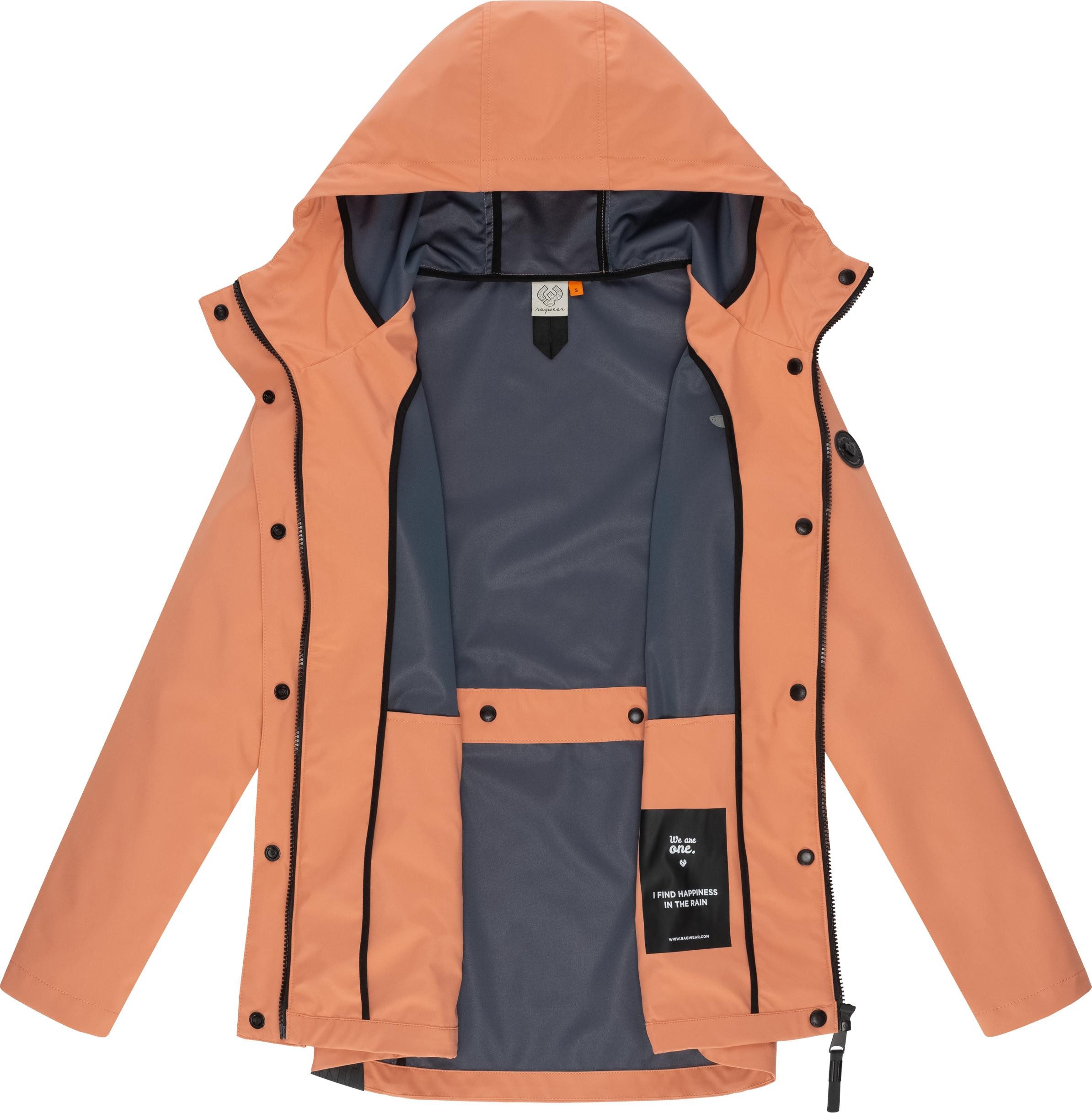 Ragwear Softshelljacke Margge Shell wasserdichte Damen Übergangsjacke mit großer Kapuze