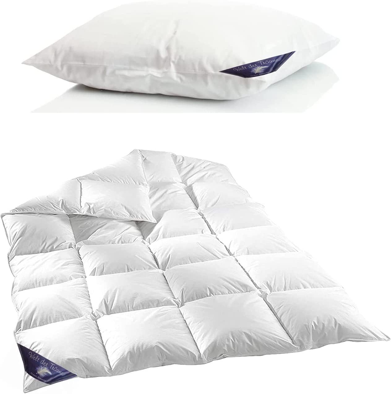 Welt der Träume Daunenbettdecke + Daunenkissen Bettdecke 135 x 200cm 900 Gr günstig online kaufen