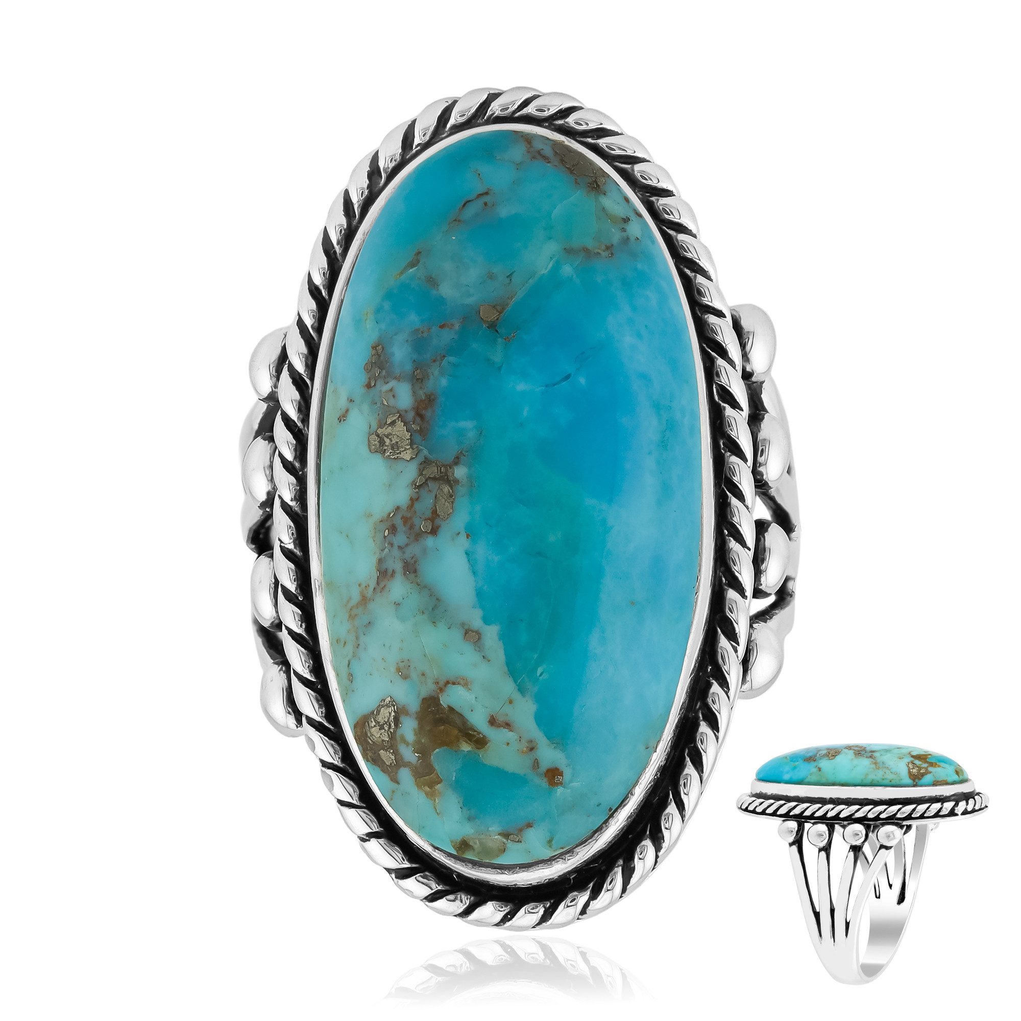 Cavill Solitärring Kingman Türkis Sterling Silber Ring 9,4ct (1-tlg)