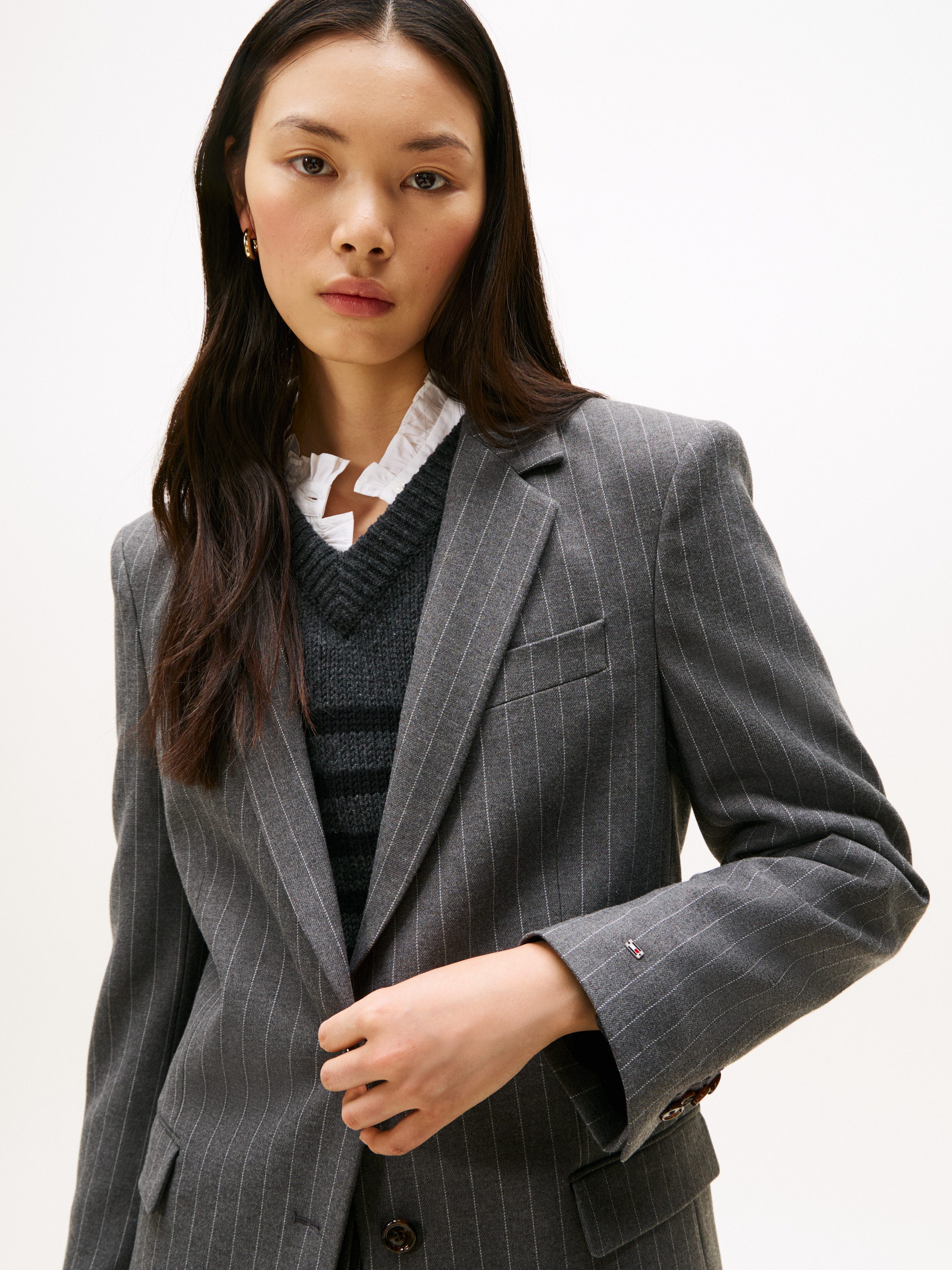 Tommy Hilfiger Longblazer PINSTRIPE RELAXED BLAZER mit Nadelstreifen günstig online kaufen