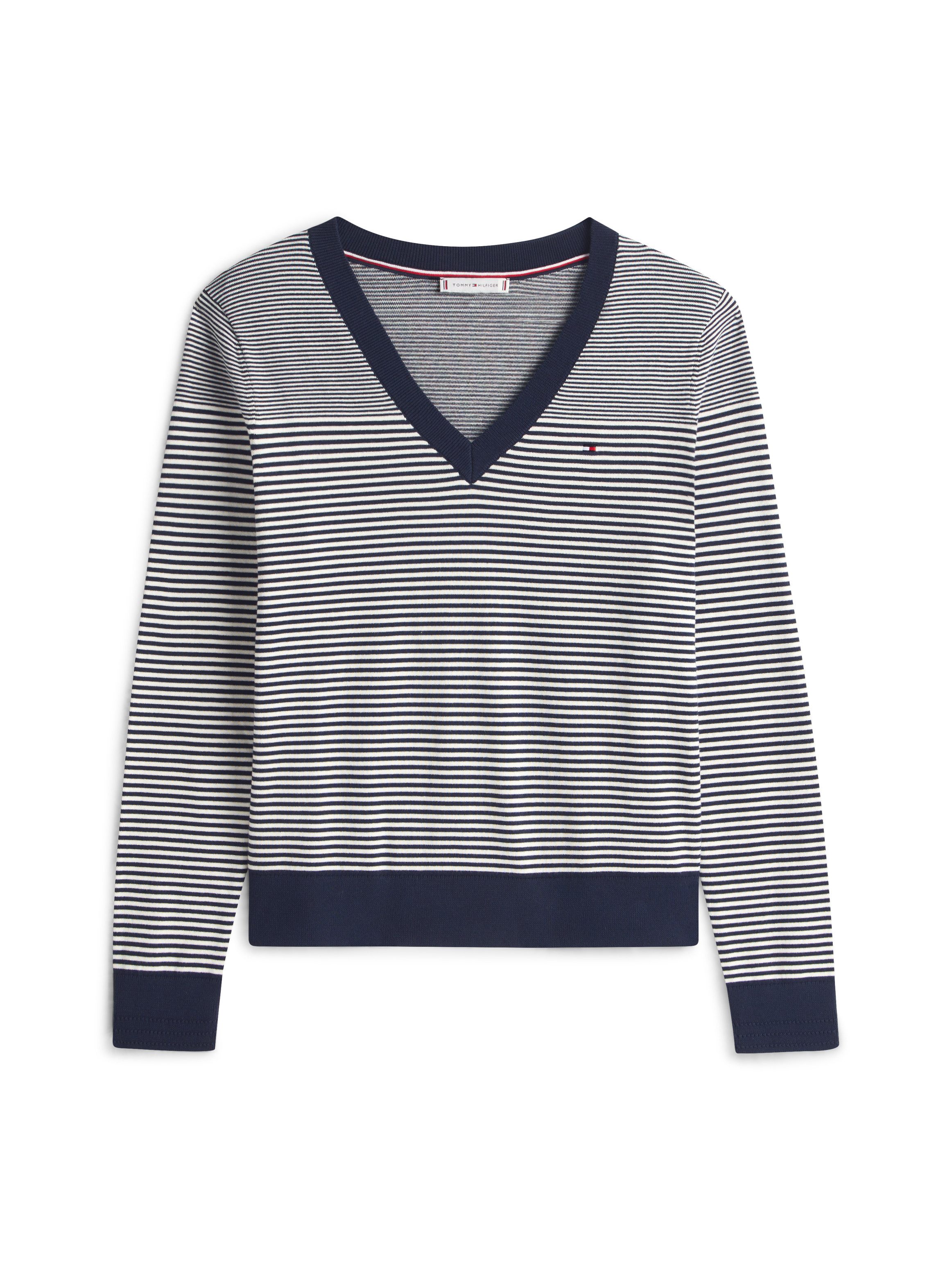 V-Ausschnitt-Pullover CO JERSEY STITCH V-NK SWEATER mit V-Ausschnitt und Ripp
