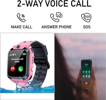 ELEJAFE Smartwatch (Andriod iOS), GPS Kinder-Wasserdicht SOS Voice Chat SpO2 Sportuhr