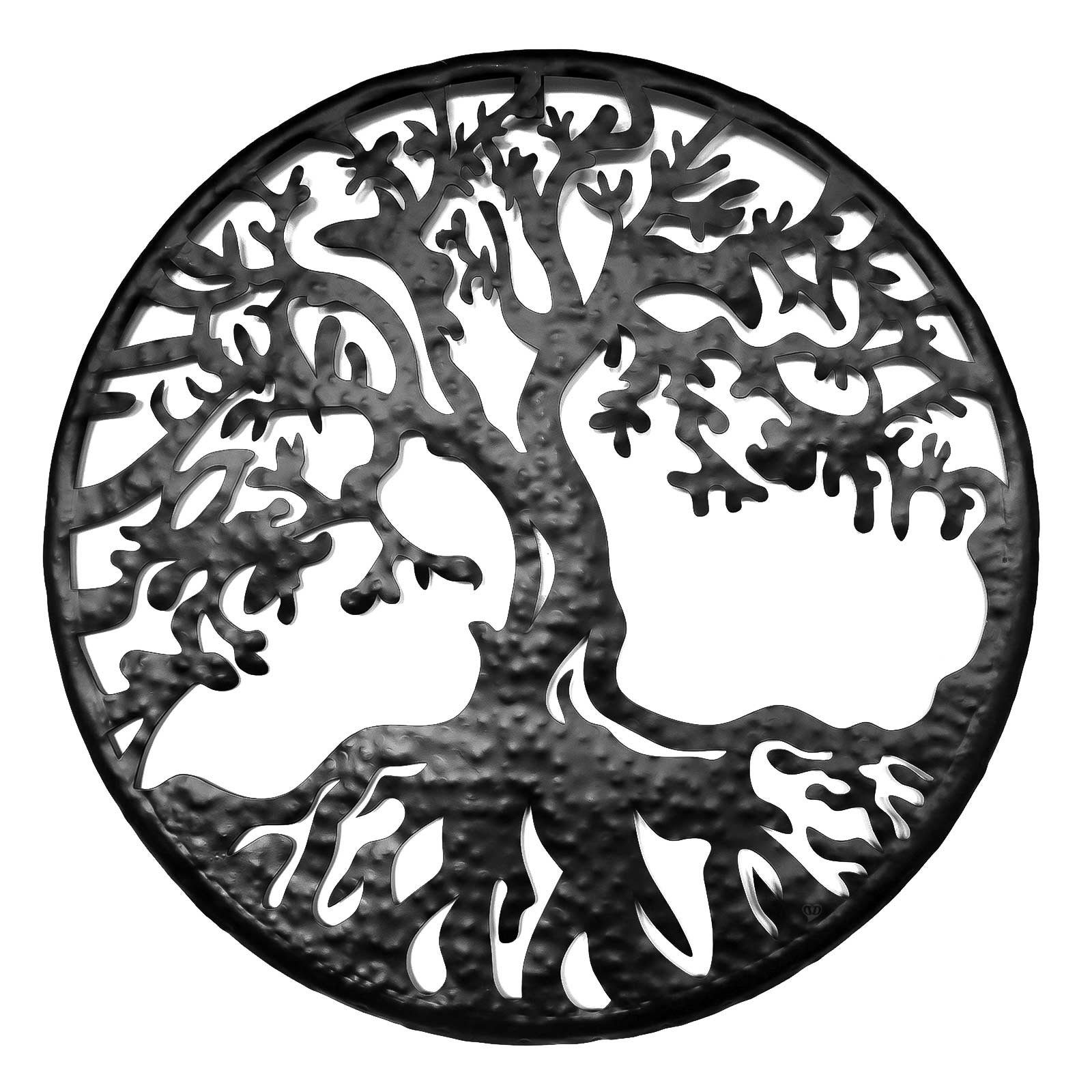 maDDma Dekohänger 1 Wand-Ornament Baum Vintage Eisen Variantenwahl, Baum rund Ø 54 cm x 1 cm schwarz