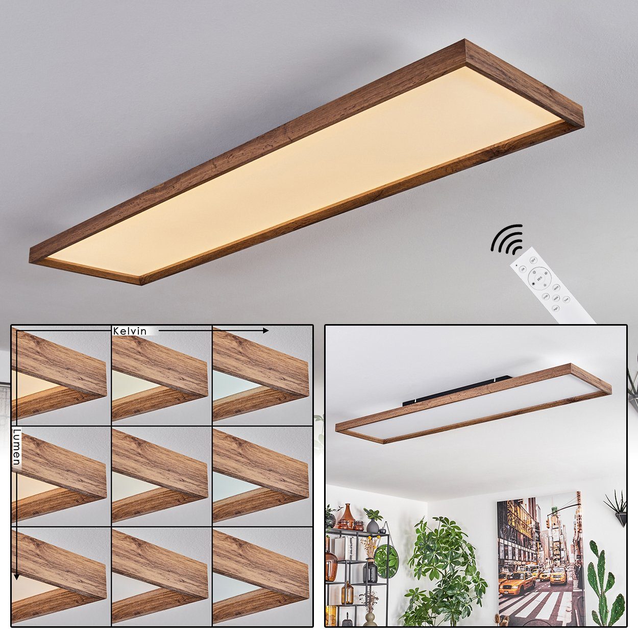 hofstein Deckenleuchte dimmbare Deckenlampe aus Metall/MDF/Kunststoff, Schw günstig online kaufen