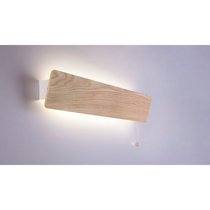 Licht-Erlebnisse Wandleuchte OSLO Warmweiß Wandlampe Holz hell nordisches Design 68cm breit Wohnzimmer