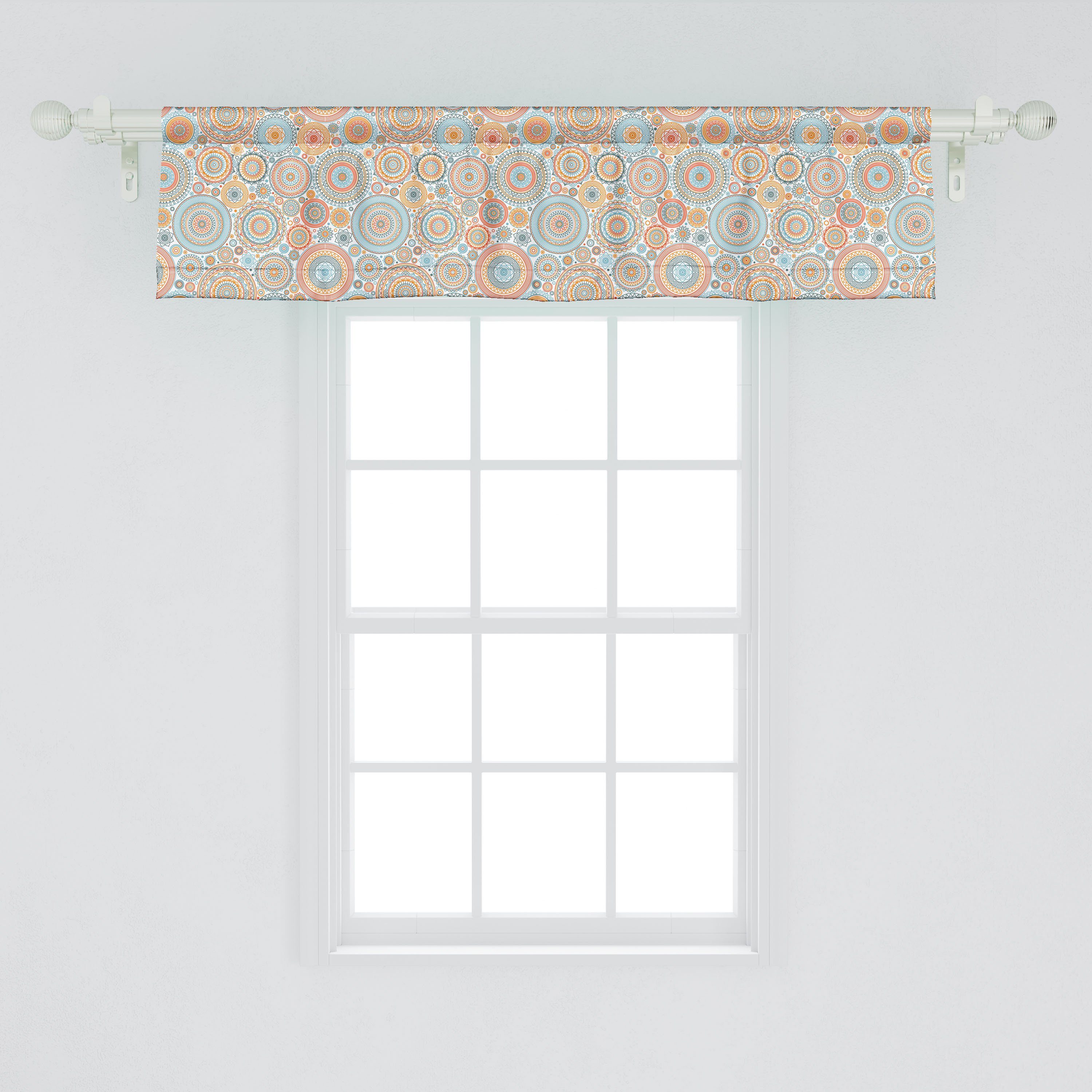 Stangentasche, mit Abakuhaus, Vorhang Mandala Dekor für Volant Microfaser, Küche Jahrgang Kunst Scheibengardine Schlafzimmer Motive