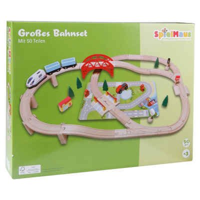Spielzeug-Eisenbahn SpielMaus Holz Eisenbahn-Spielset 50-teilig
