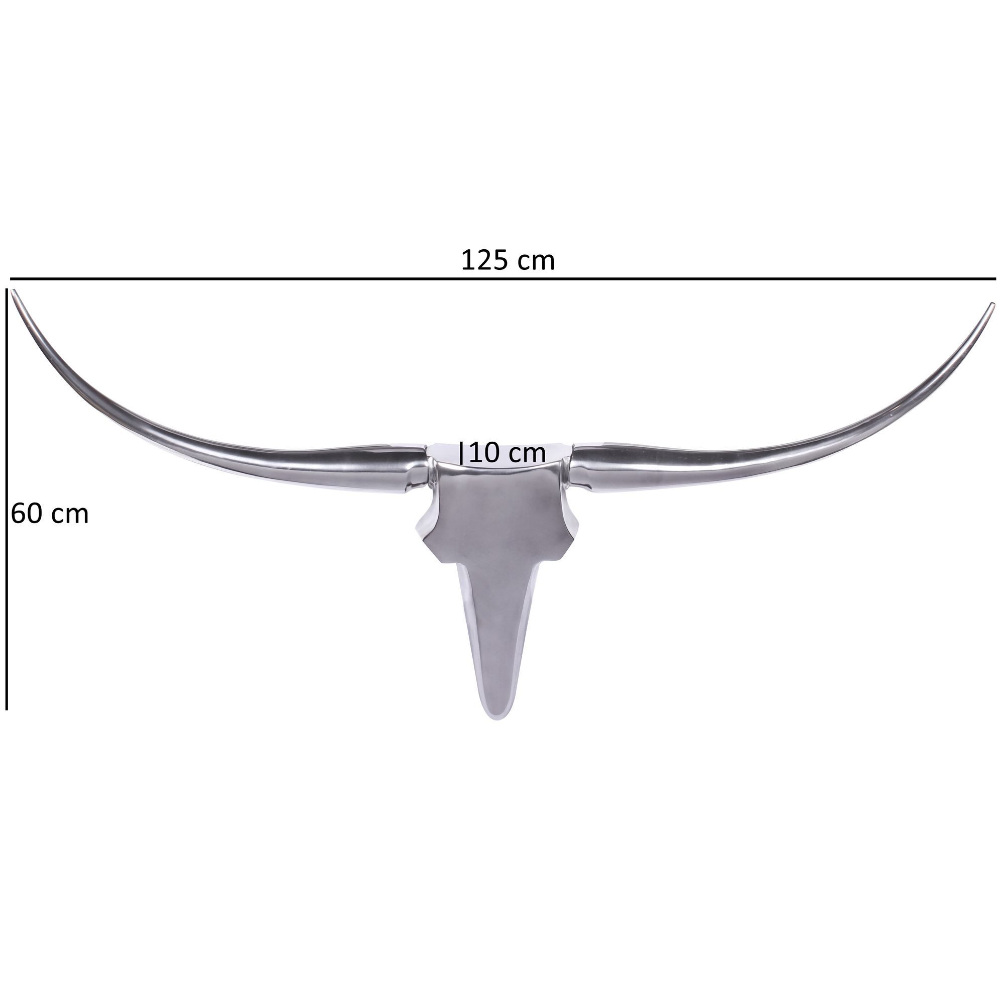 FINEBUY Wanddekoobjekt Bull Geweih L Wanddekoration 125 cm breit Aluminium günstig online kaufen