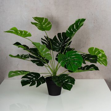 Kunstpflanze, Levandeo®, levandeo Monstera Kunstpflanze 55cm Hoch Kunstblume Grün Pflanze Im