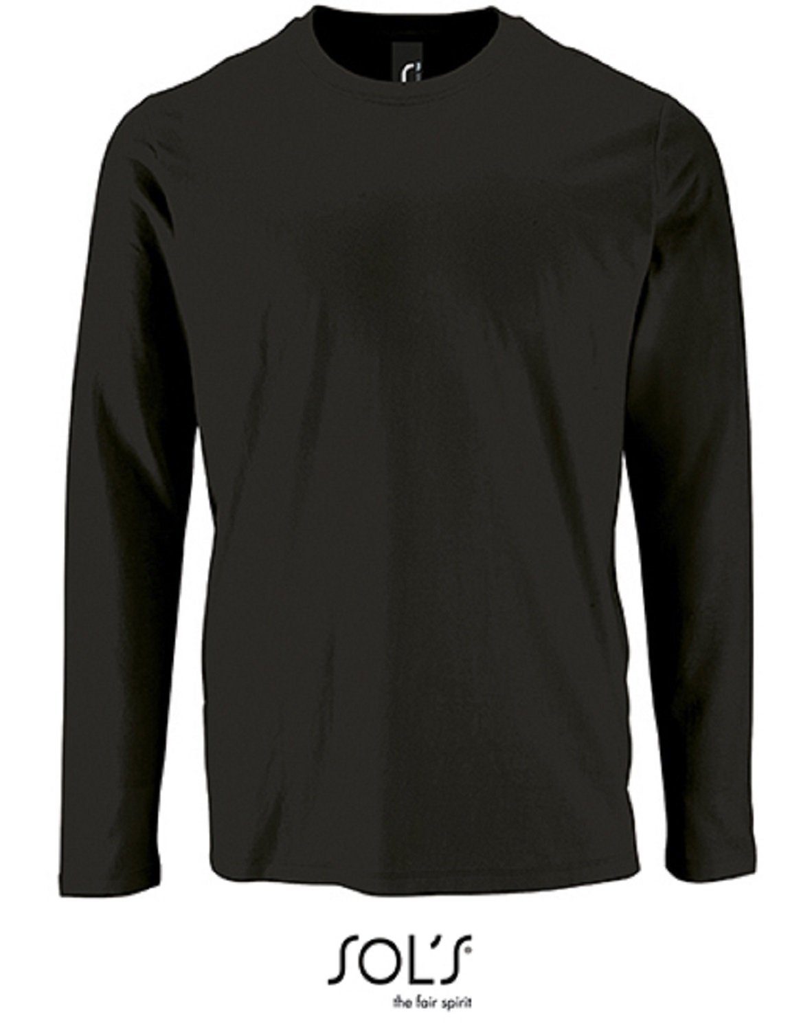 190 Männer (1-tlg) Langarmshirt 1er/2er Gr. für Pack 4XL Langarm-Shirt Baumwolle 100% bis SOLS Herren g/m² XS - Schwarz