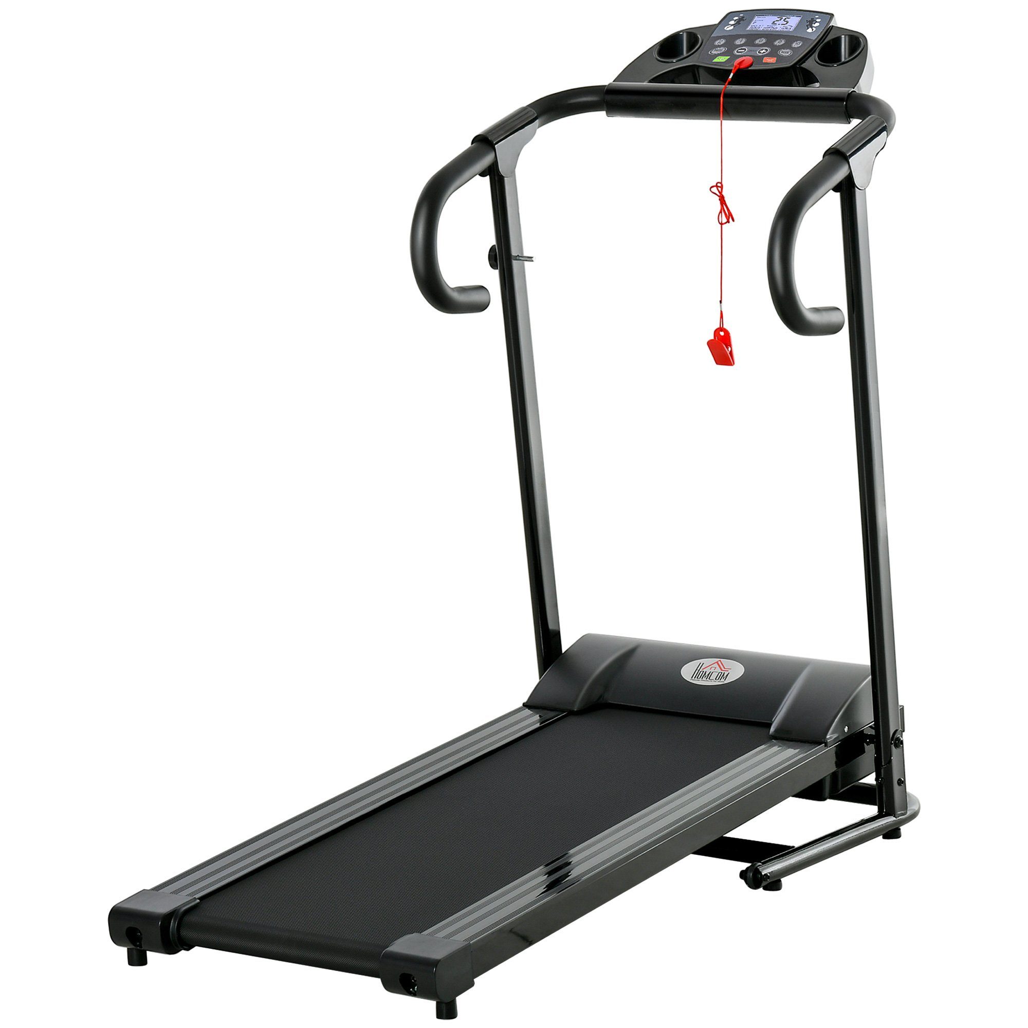 HOMCOM Laufband Loopband inklapbaar elektrisch 500 W 0,8-10 km/u, gym indoor fitness (Set, 1-tlg., mit LCD-Anzeige), 123L x 62B x 117H cm