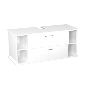 GARLIVO Waschbeckenunterschrank GLA-120 mit Schubladen, Badezimmer Waschtischunterschrank, Weiß Breite 120 cm, Soft-Close, Push-to-Open/ Tip-On, Hängend