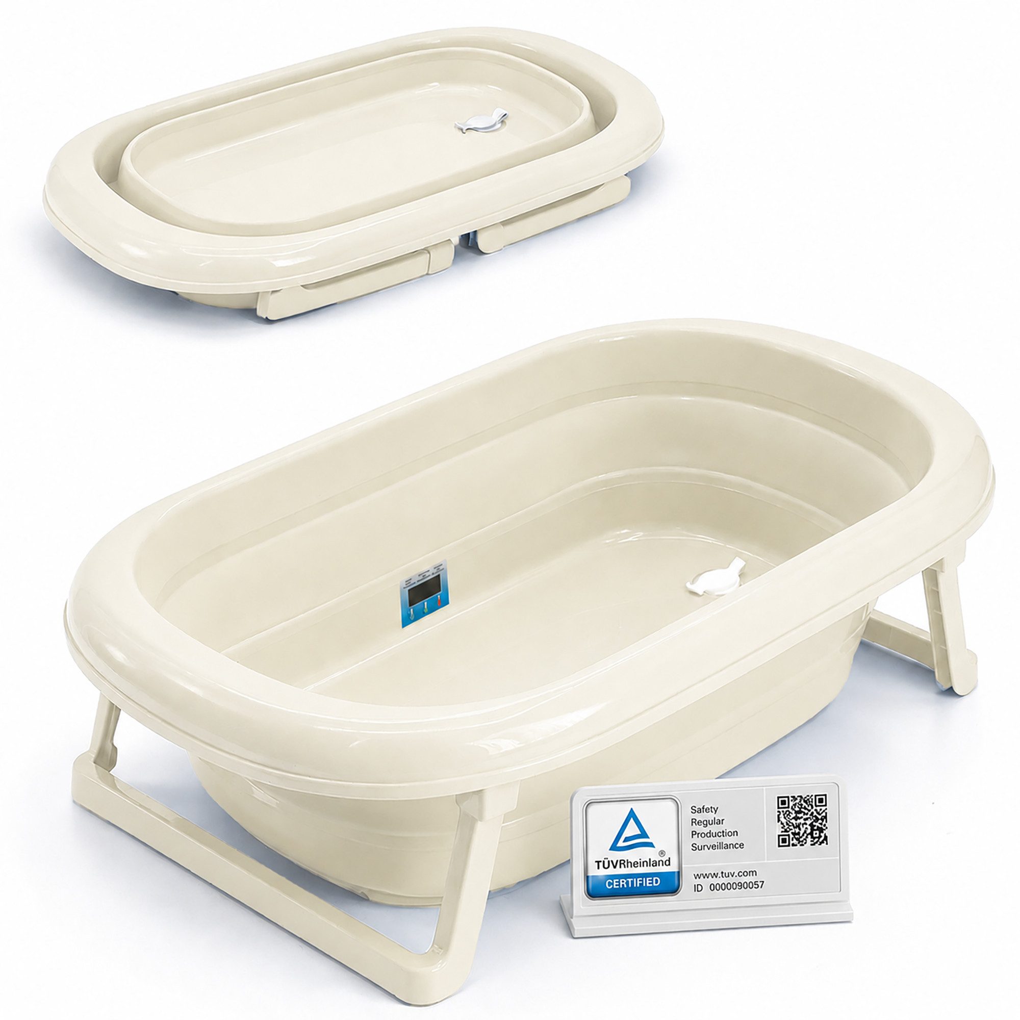 Babykajo Babybadewanne TÜV geprüft, (1-tlg), Faltbare Babybadewanne mit integriertem Thermometer und Abfluss