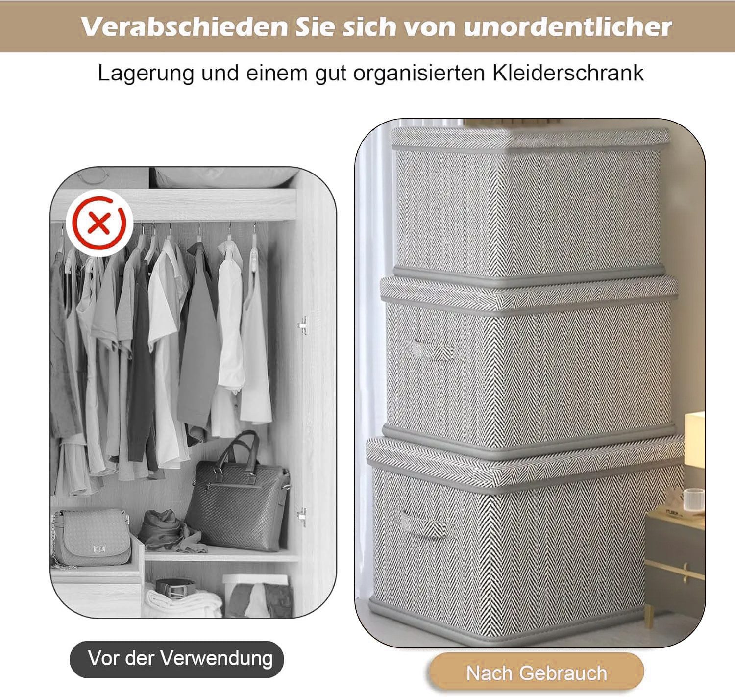 Agger Aufbewahrungsbox Faltbare Aufbewahrungsbox mit Deckel, Kleiderspeicherbox, große Aufbewahrungsbox, Kleiderschrank-Aufbewahrungsbox – Bild 2 von 5