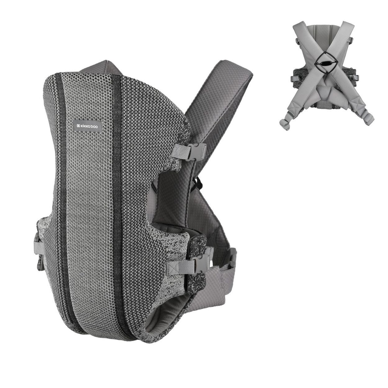 Kikkaboo Babytrage Gwen Fly, Strickstoff, Bauchtrage, Rückentrage, Cross-Body-Sicherung, 9 kg