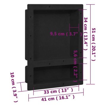 vidaXL Duschwanne Duschnische mit 2 Fächern Mattschwarz 41x51x10 cm