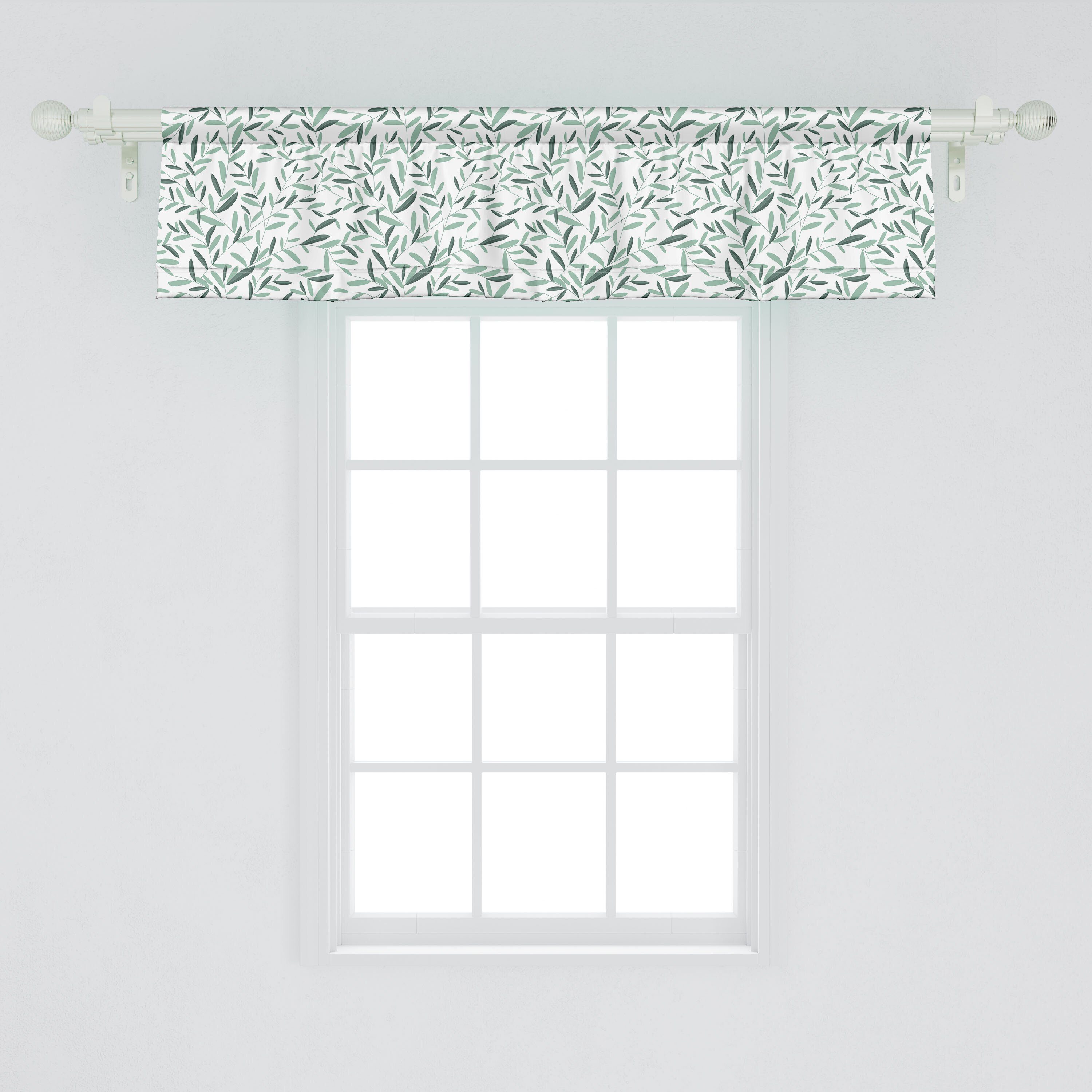 Scheibengardine Vorhang Volant für Abakuhaus, Garten Küche Dekor Schlafzimmer mit Microfaser, Stangentasche, Ölzweige