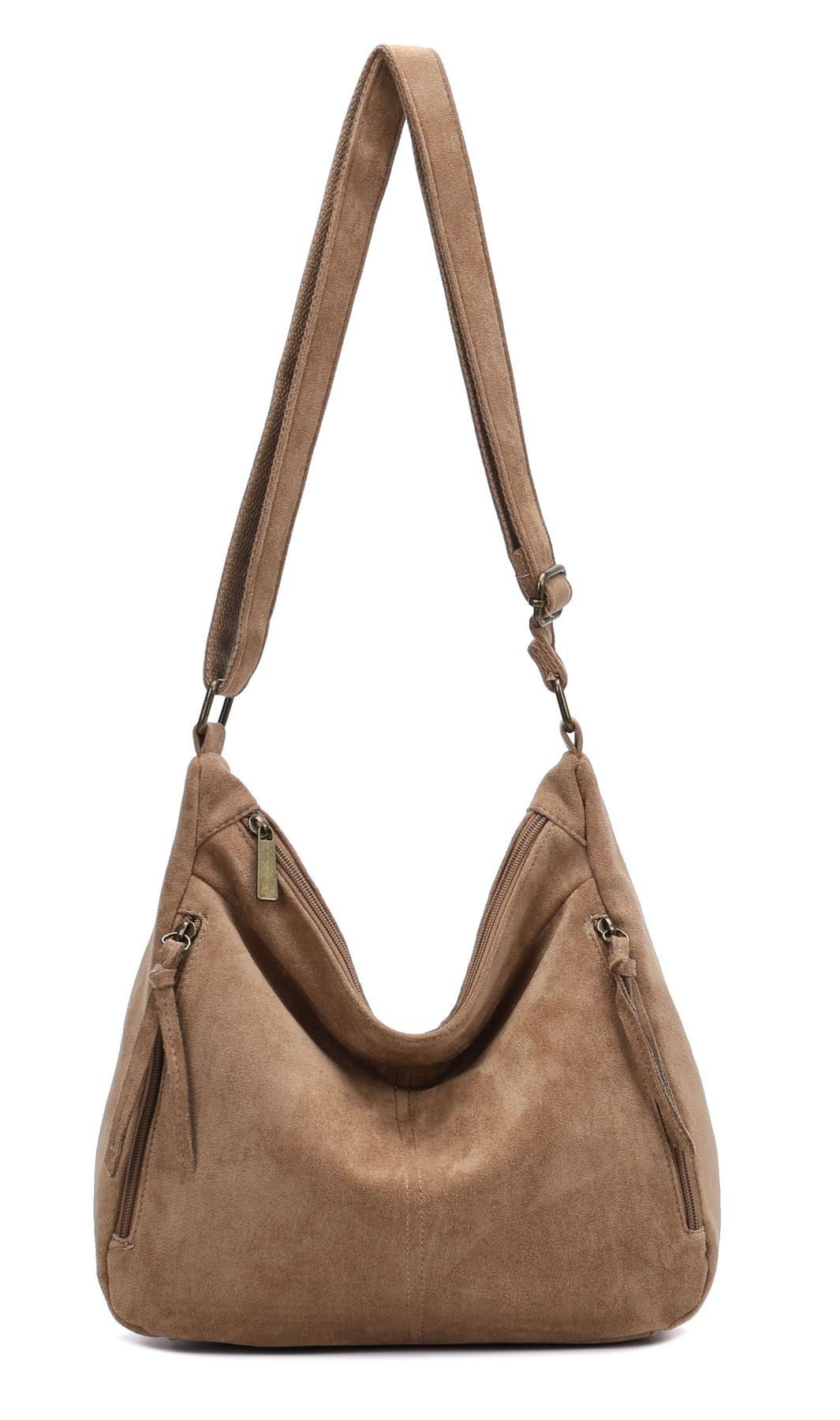 ITALYSHOP24 Schultertasche Damen Tasche Shopper Crossbody Handtasche Umhängetasche Beuteltasche, CrossOver Damentasche Hobo Bag Henkeltasche Reisetasche Leder Optik