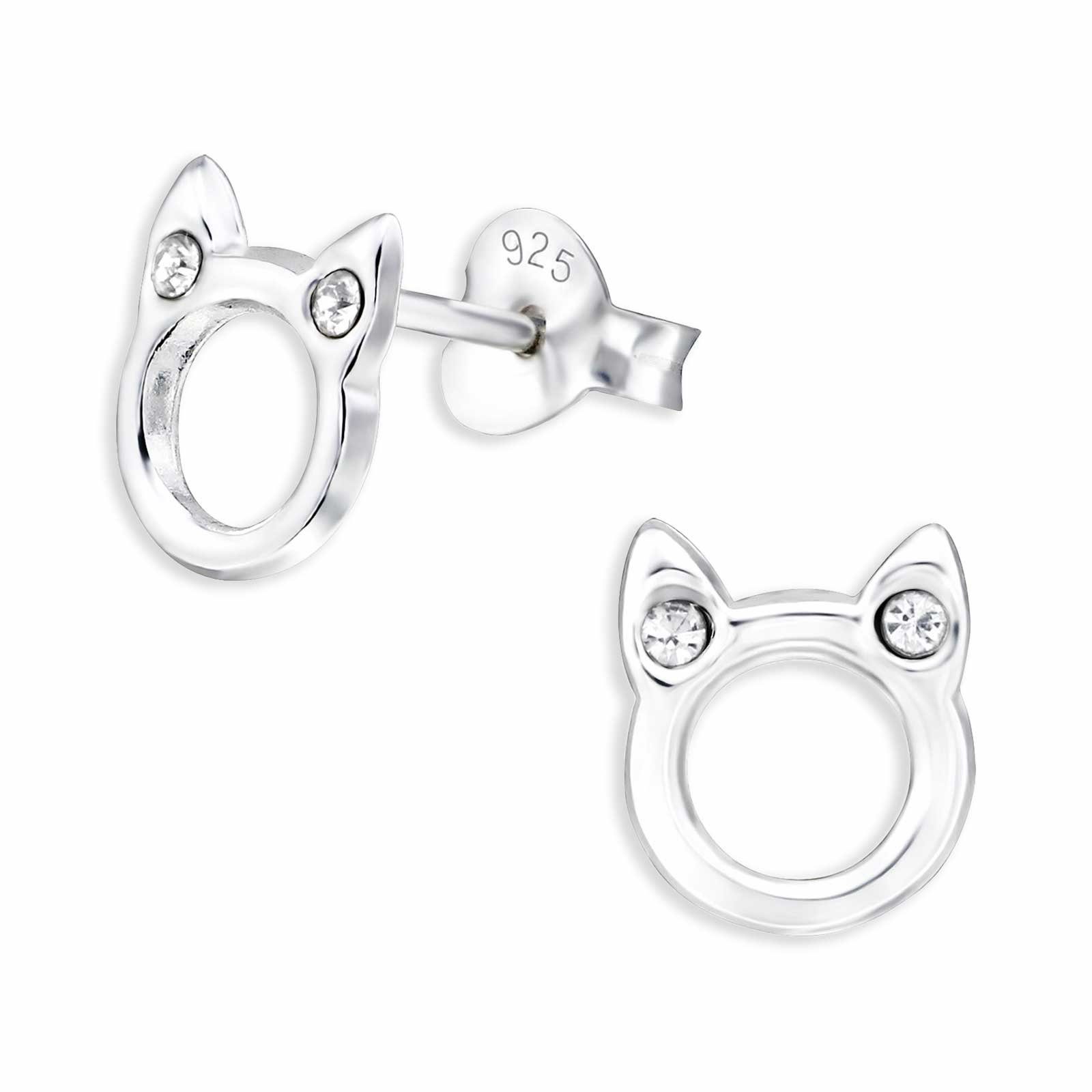 Monkimau Ohrring-Set Katzen Ohrringe aus 925 Silber, Hypoallergen