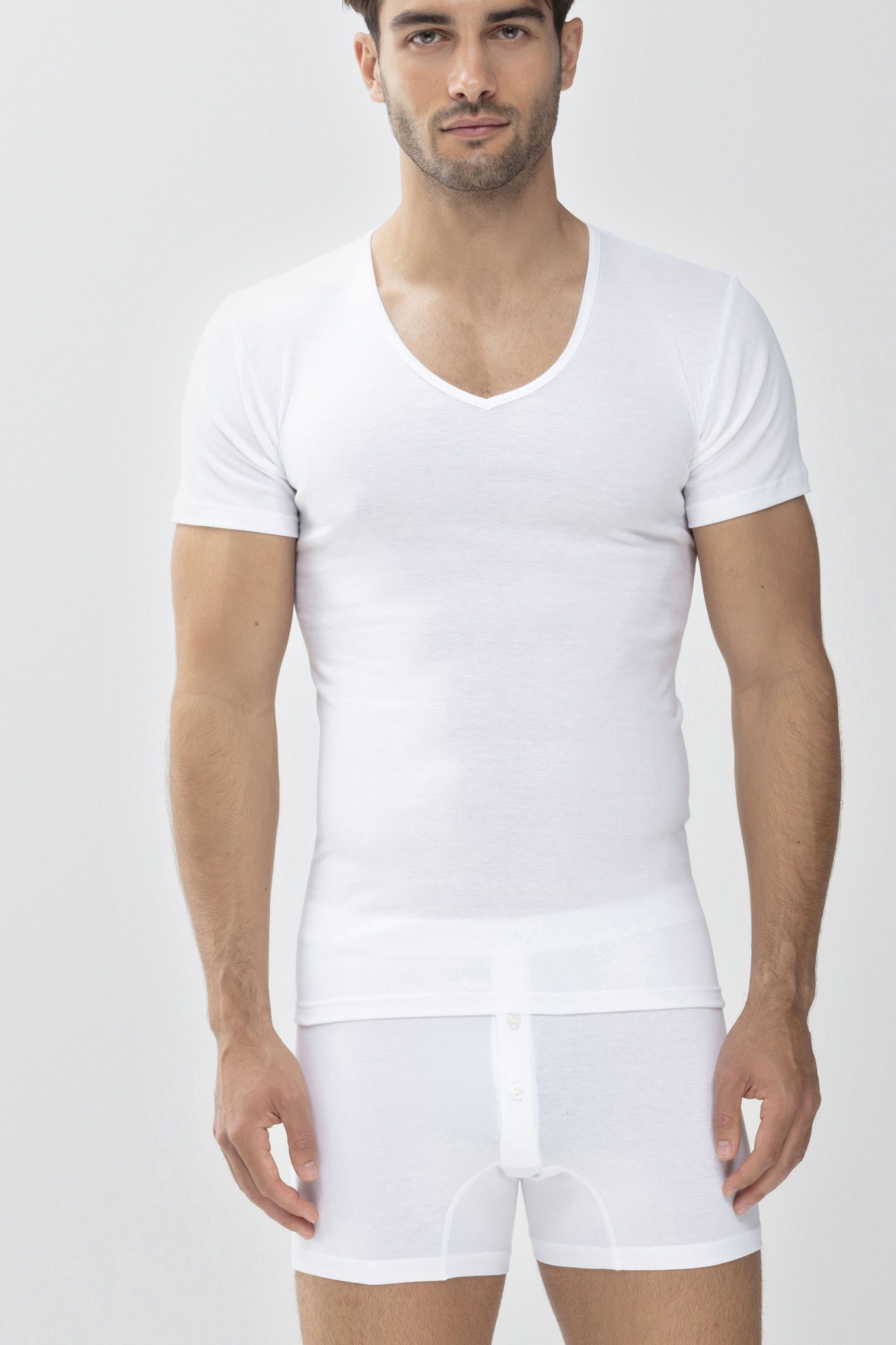 Mey V-Shirt Serie Casual Cotton unifarben (1-tlg) Weiss
