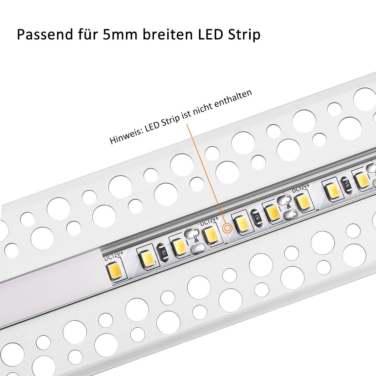 iscooter LED-Stripe-Profil 2x Aluminium Profile Stück) Aluminium Profil LED für Aluprofil Beleuchtung (2 Meter, Profile E Streifen Kanal 1 Aluprofil