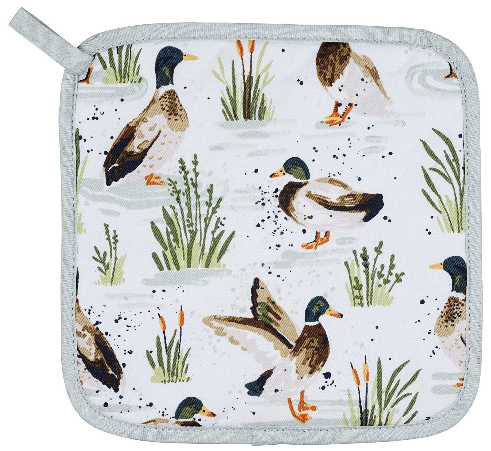 Ulster Weavers Topflappen Farmhouse Ducks, (Set, 1-tlg., Set), 1x Topflappen hitzebeständig wattiert Pfannen Untersetzer ca.21x21cm