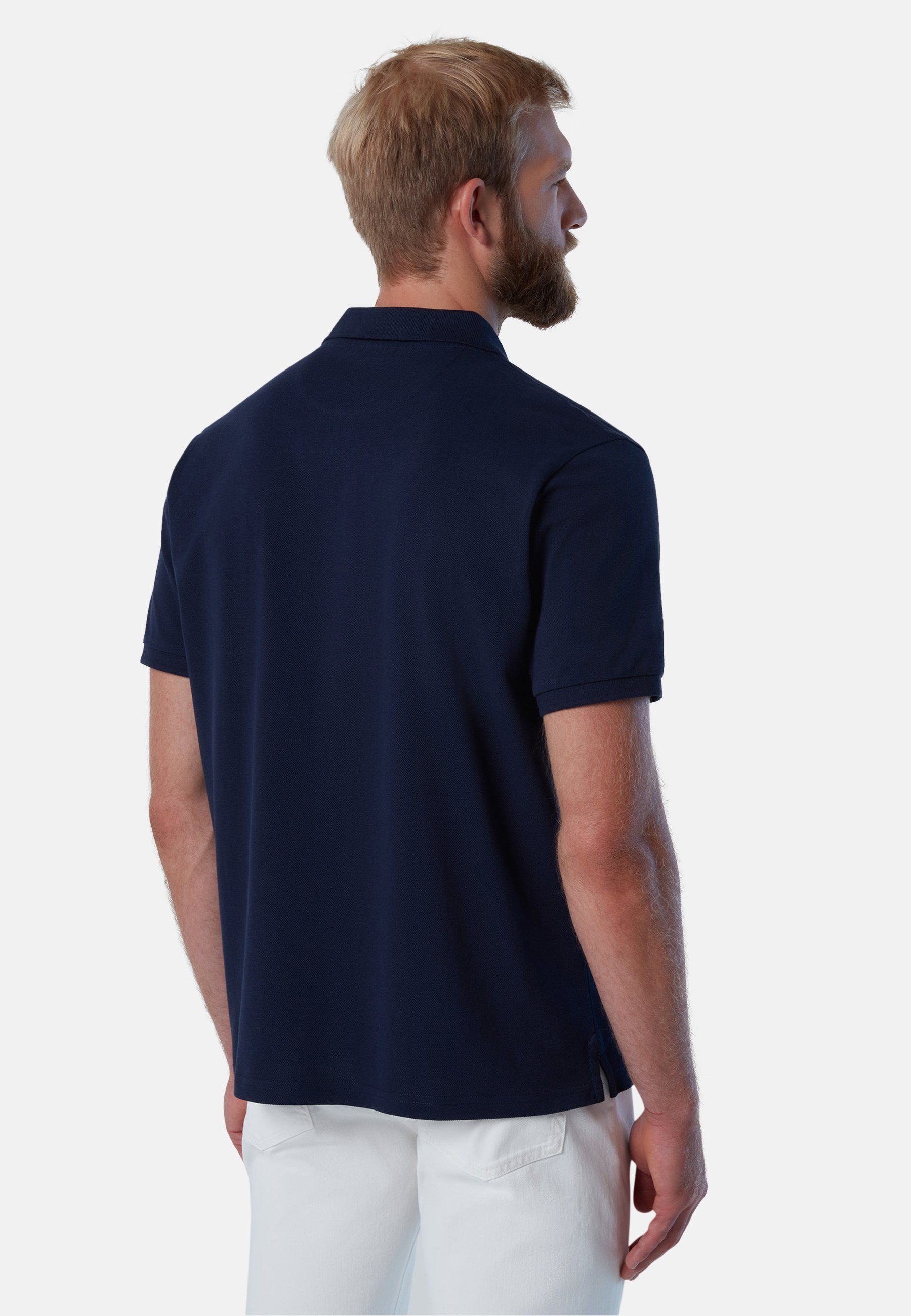 mit North BLUE Sails Poloshirt Logo-Aufnäher mit Poloshirt klassischem Design