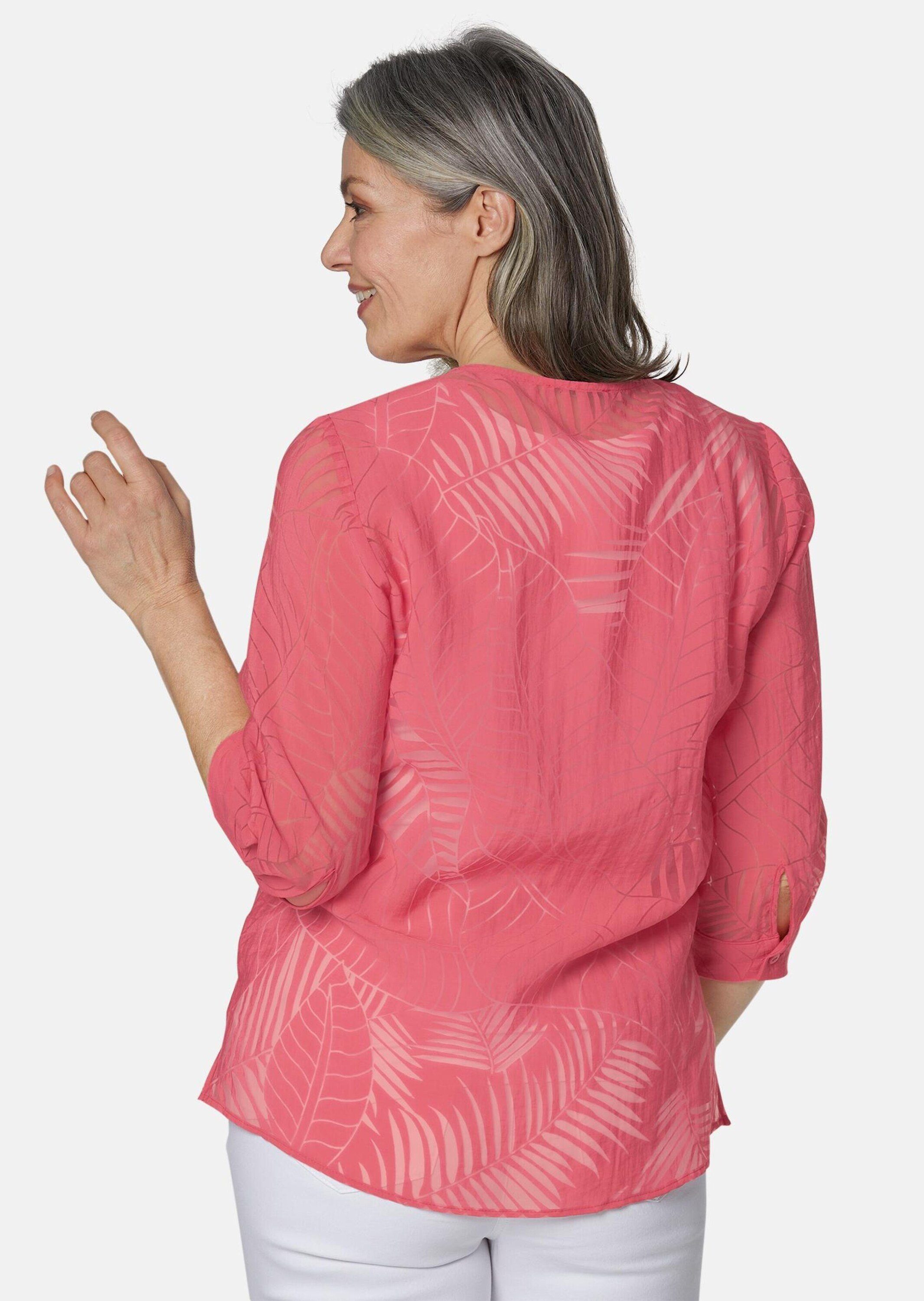 GOLDNER Klassische Bluse Kurzgröße: Leger geschnittene Ausbrennerbluse