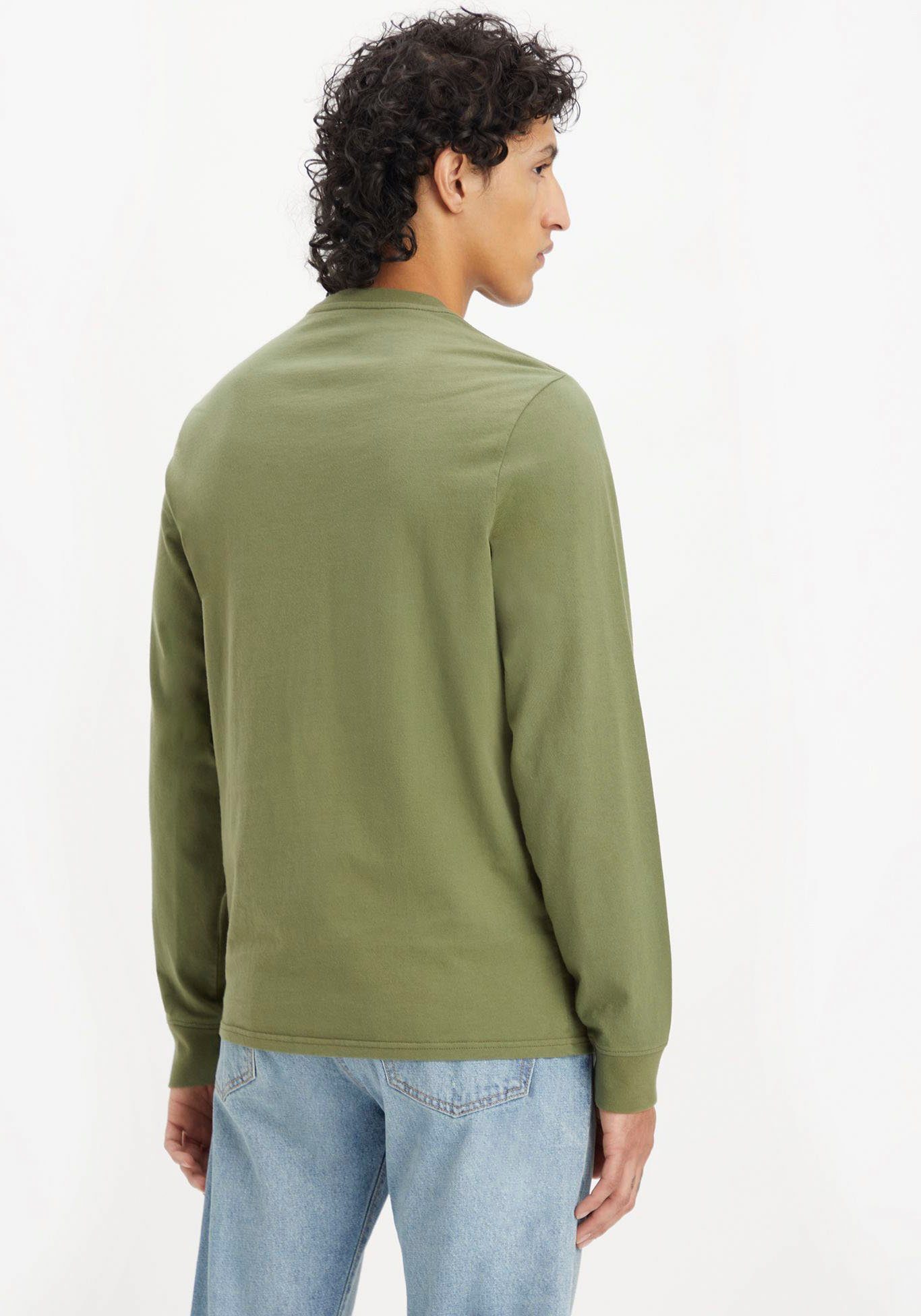 Levi's® Langarmshirt mit bluish Logo-Applikation olive