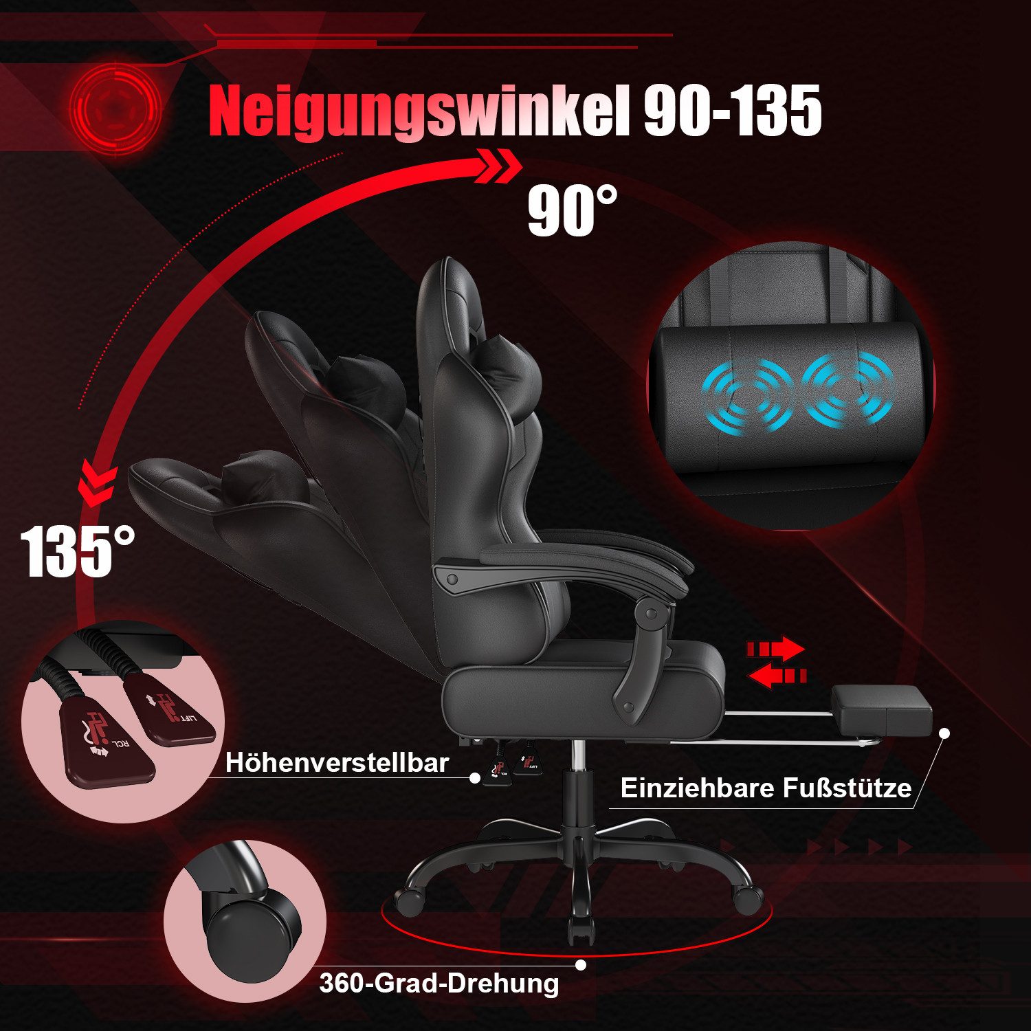 HOMALL Gaming-Stuhl LED Massage Bürostuhl mit günstig online kaufen