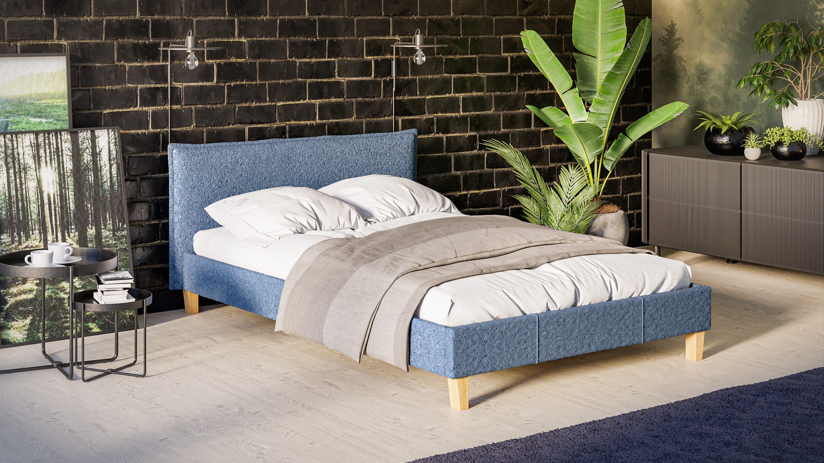 S-Style Möbel Polsterbett Salvatore, Boucle Stoff günstig online kaufen