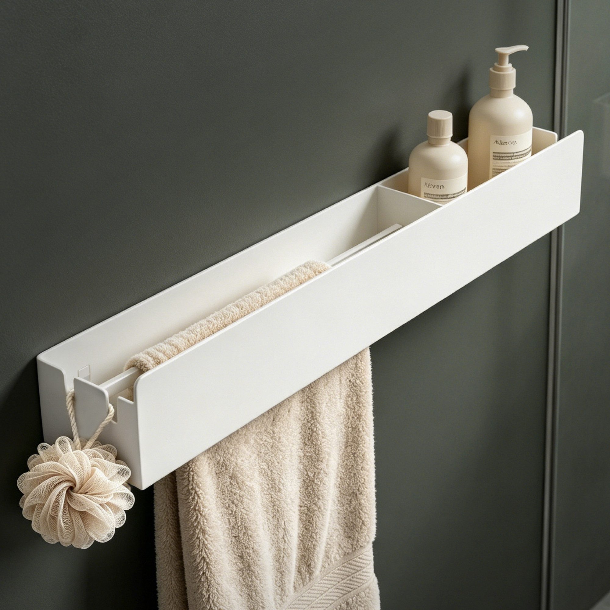 Mai & Mai Duschablage Duschregal Badezimmer Ablage aus kohlenstoffstahl Regol-18, Für Dusche, Bad und Küche, Kleben oder Bohren, Erhöhter Schutzrand
