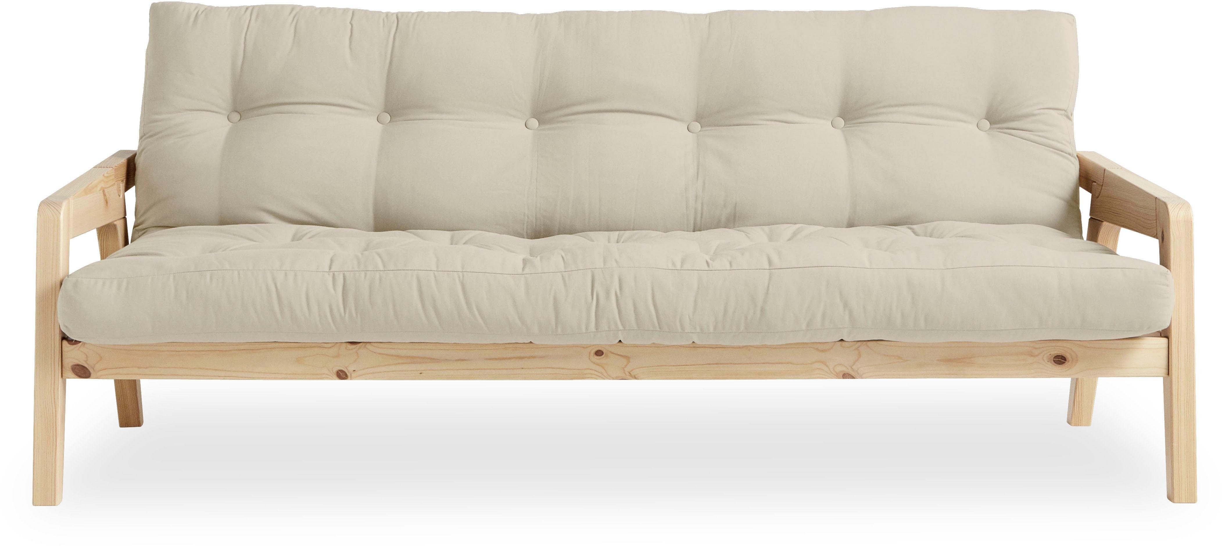 Karup Design Schlafsofa Grab, inkl. Futonmatratze - aus massivem Kieferholz, 130x190 cm, Mit Holzstruktur, inkl. Futonmatratze, Liegefläche 130x190 cm