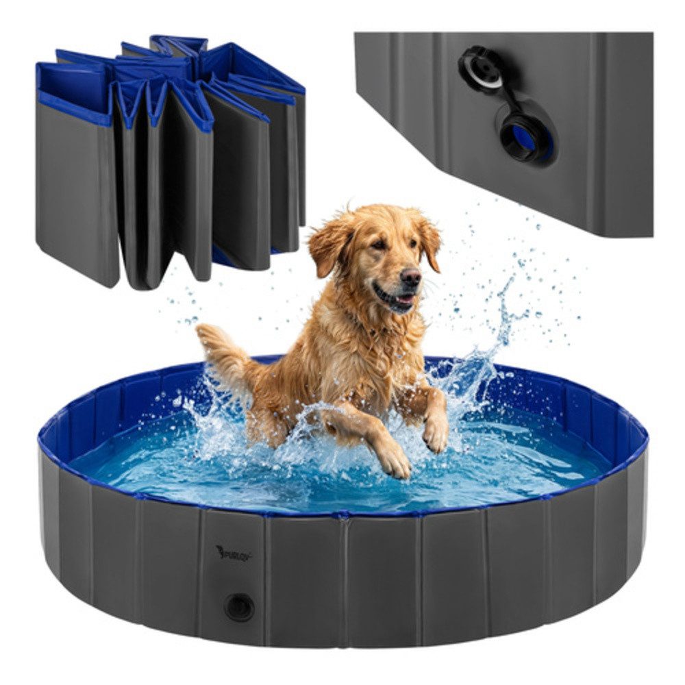 Purlov Hundepool Schwimmbecken Hundebecken Pool, (Spar-Set, 1-tlg., faltbar), Wände sind mit extra robusten Faserplatten verstärkt